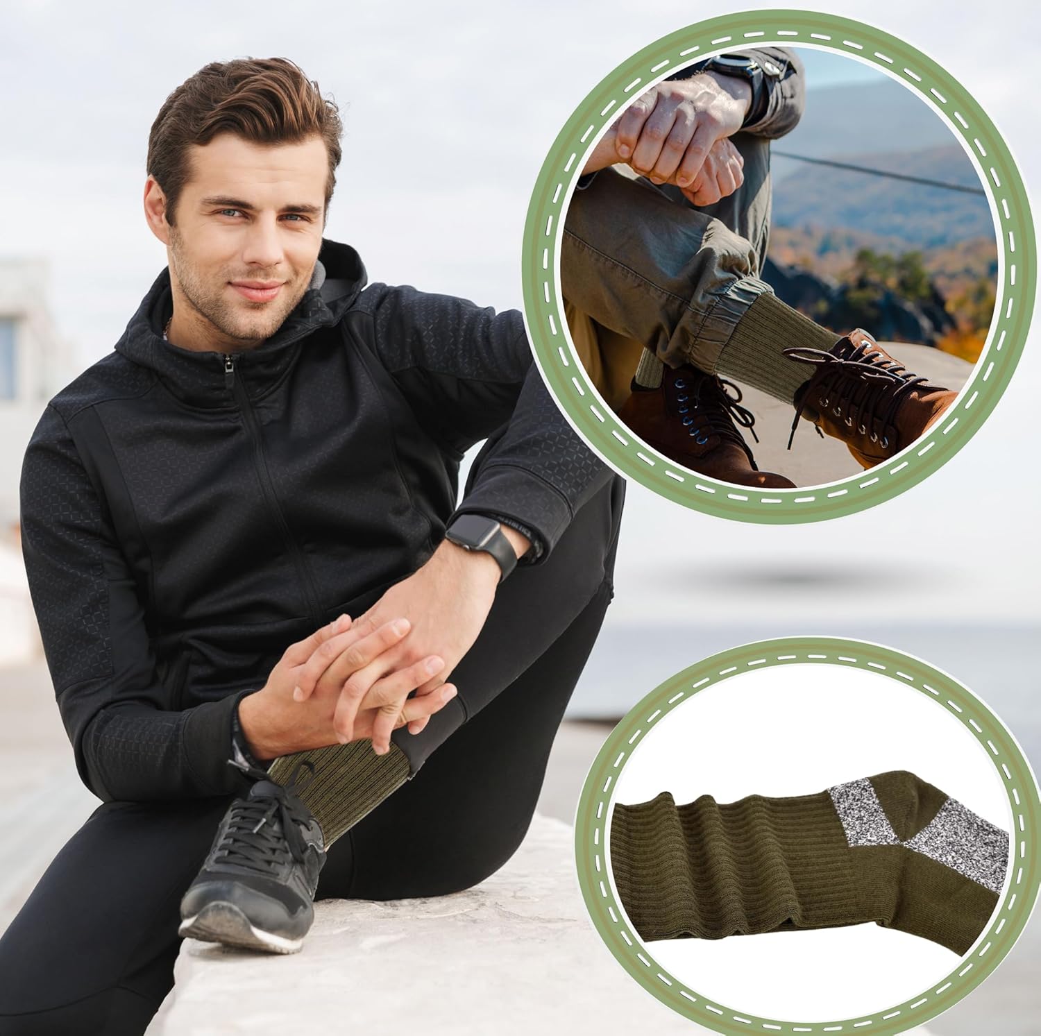 5 Pairs Mens Military Socks Army Green Hiking Sock Crew Boot Socks for Soldier Policemen Work Sports Hiking - Image 7