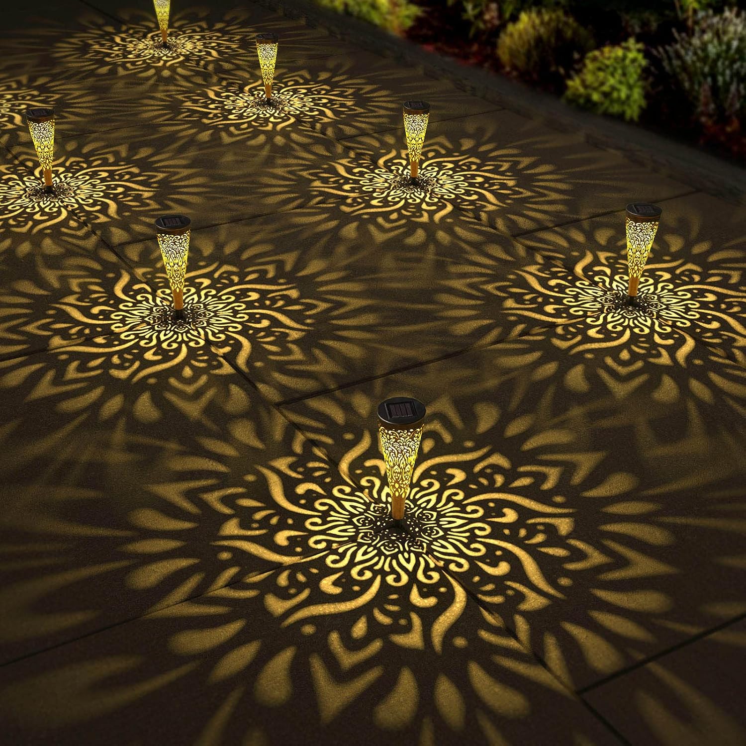 6 Pack Solar Lights Outdoor Garden Decorative Solar Garden Lights with Warm Light Waterproof Solar Pathway Landscape Lights for Path Backyard Walkway Yard Decor, Gardening Gifts for Women 6Pcs Gold