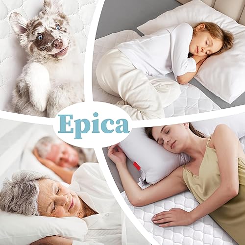 Miniatura 12 de Epica Almohadillas de cama lavables e impermeables – 34 x 52 pulgadas (paquete de 2) almohadillas de cama para incontinencia para adultos, protector