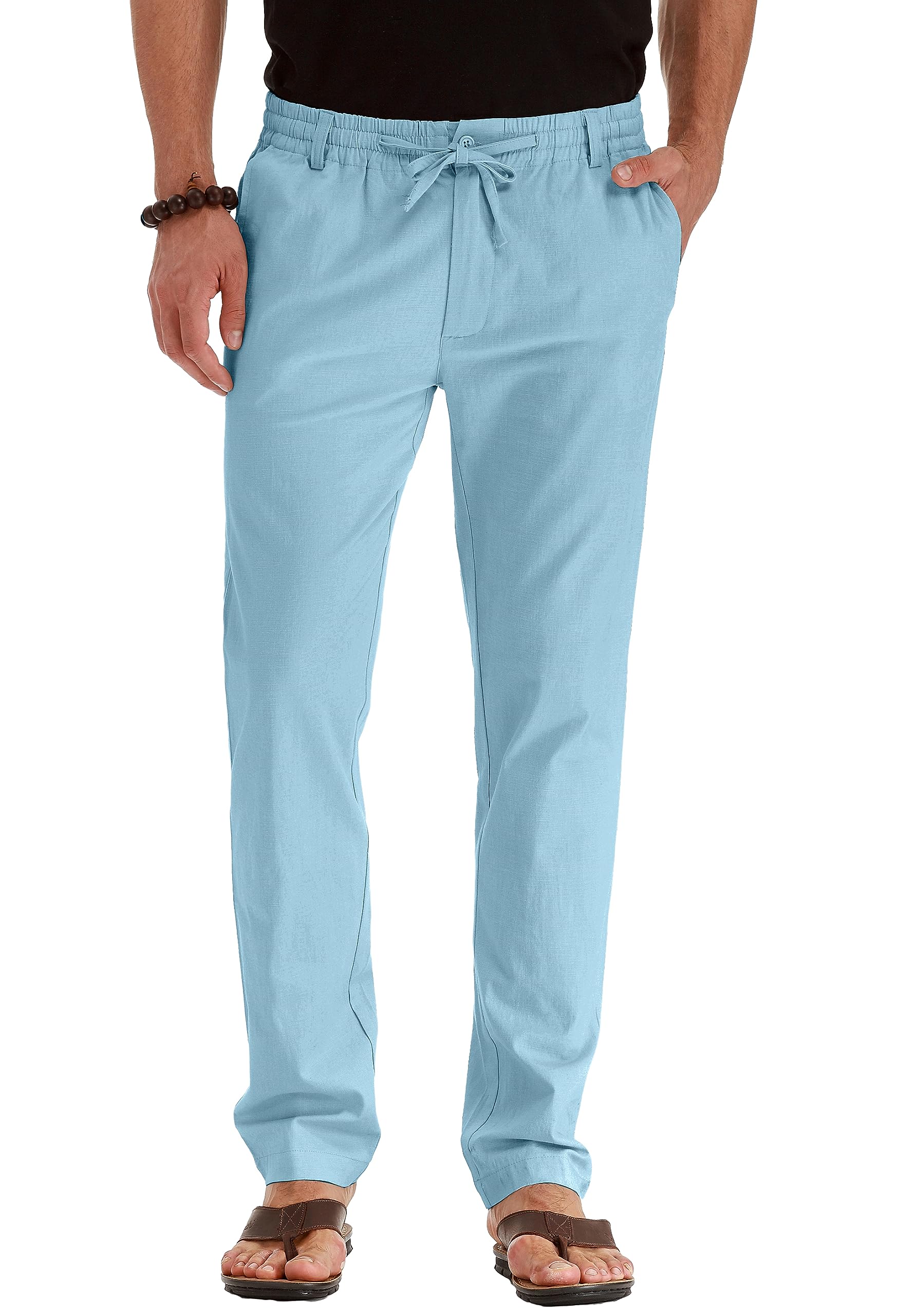 Sailwind Pantaloni da uomo in lino con coulisse, casual, estivi, da spiaggia