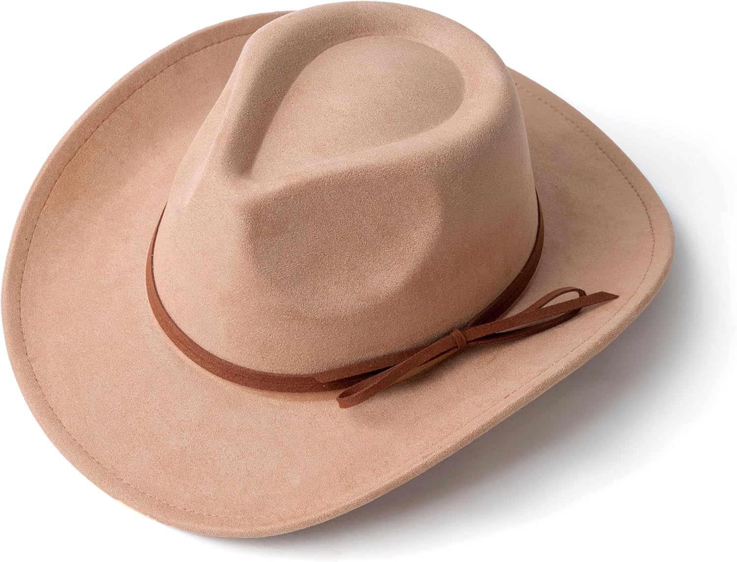Suede Cowboy Hat for Women and Men Classic Western Cowboy Hats with Wide Brim - Image 2