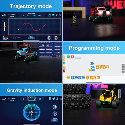 Miniatura 6 de MOONTOY Mini camión de aleación a escala 164 con luces LED, control remoto de 2.4 GHz y control de aplicaciones, auto de juguete de bolsillo de