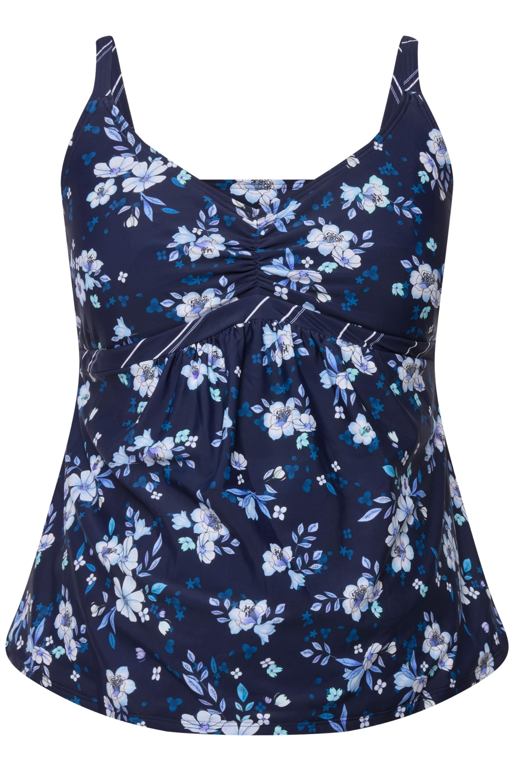 Ulla Popken Damen große Größen Übergrößen Plus Size Tankini, Umstandsmode, Blüten/Ringel, Raffung, verstellbare Träger 825430