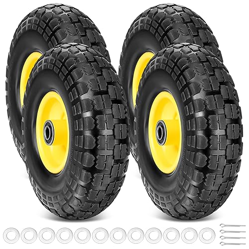 Miniatura 8 de TICONN 4.103.50-4" Tire and Wheel Flat Free, 2 Pack 10" Solid Rubber Tires with 58 Axle Bore Hole and Double Sealed Bearings, Perfect for
