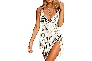 Women's Macrame Tops, Beach Swimsuit Cover Up with Tassels