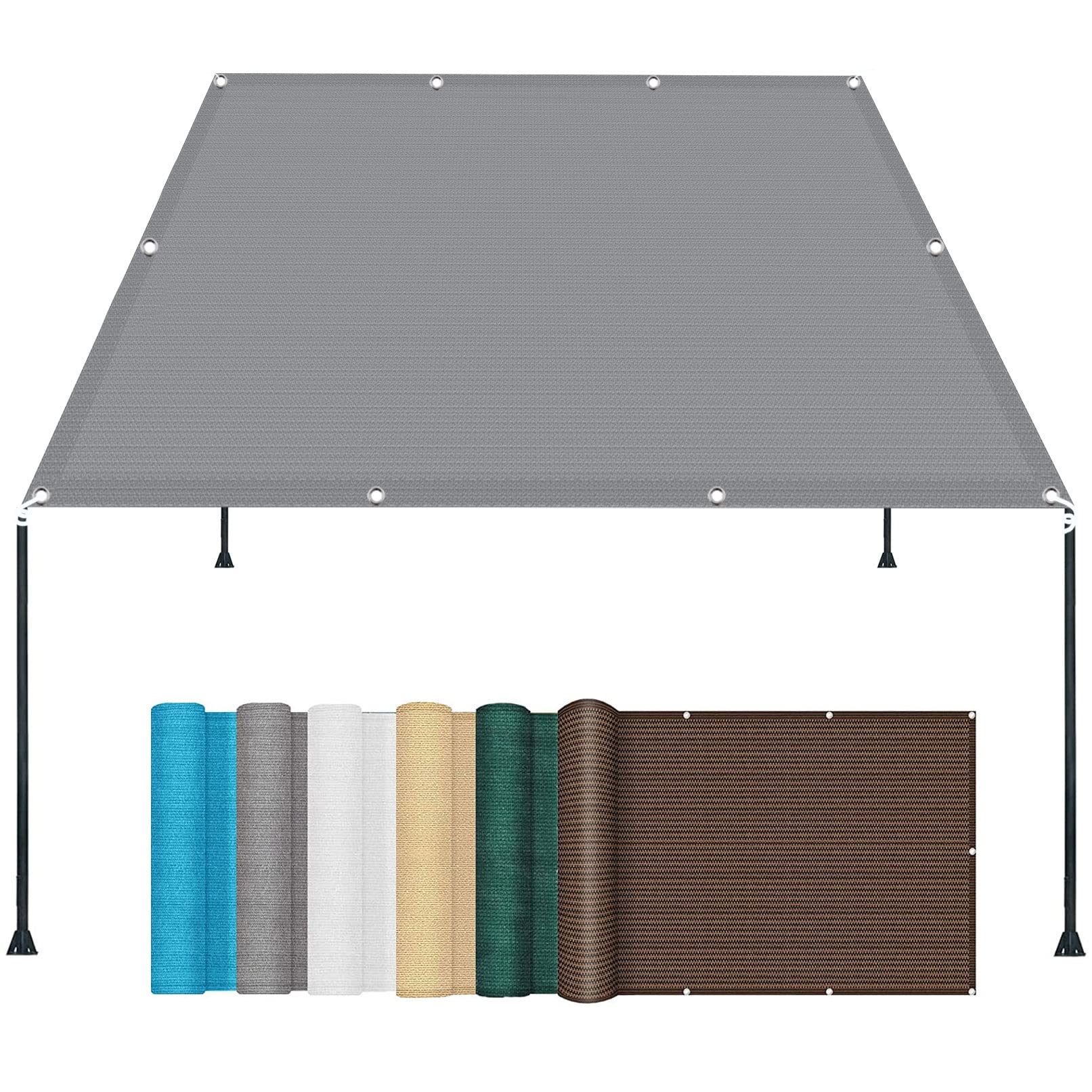 Voile d'ombrage Rectangulaire Respirant 1.2 x 3.5 m Résistant aux UV Couverture d'auvent avec Corde Libre pour Terrasse Jardin Extérieur Balcon, Gris