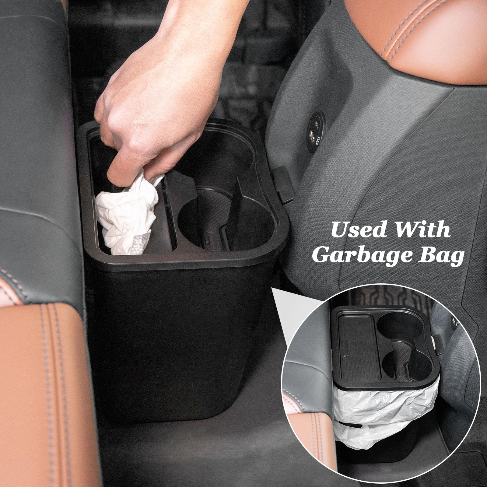 Sound Way Car Trash Can With Lid – Leak-Proof, Waterproof Garbage Bin With Storage Pockets - View #10