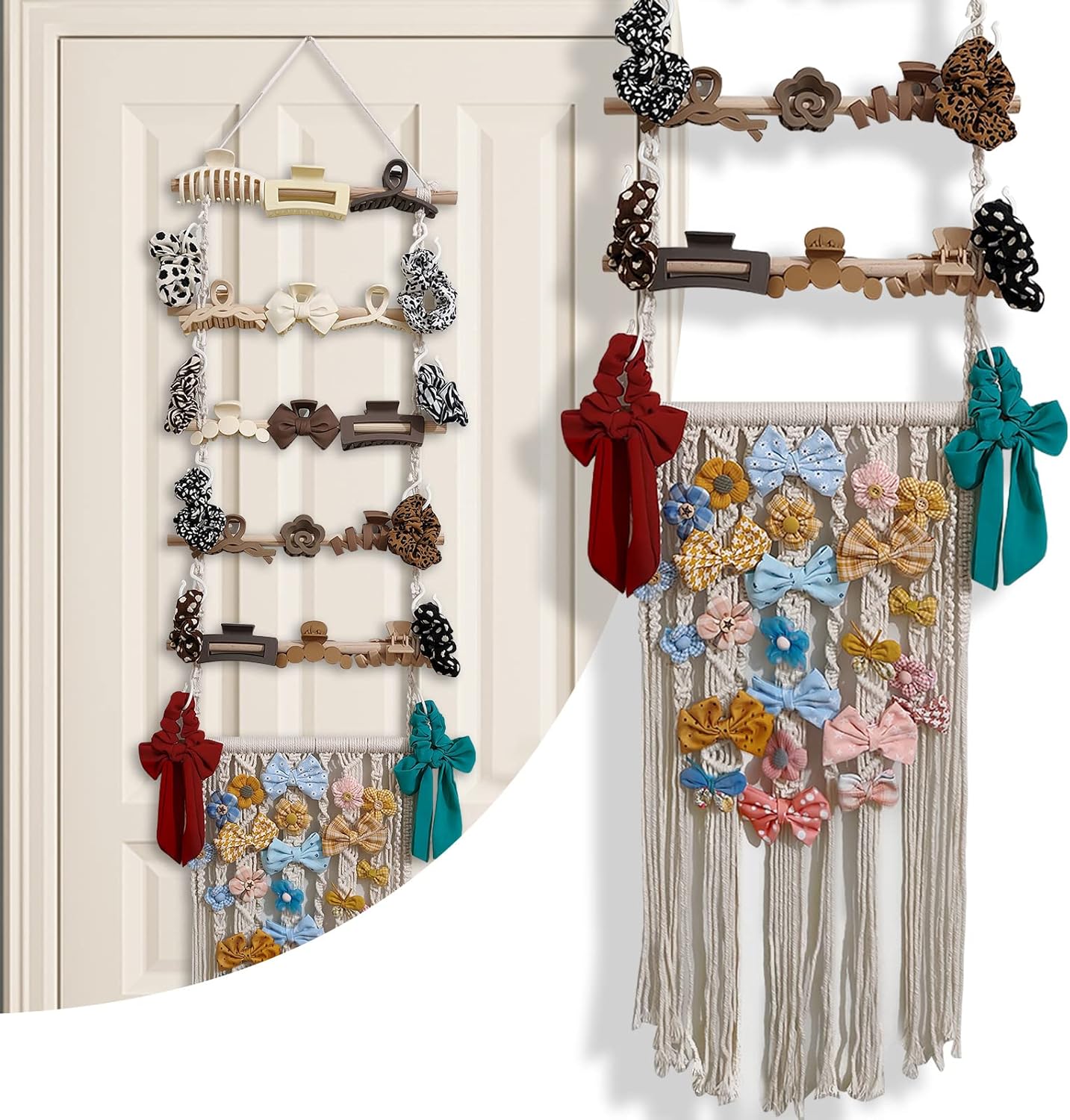 UMACWIN Hair Claw Clip Organizer, Hair Tie Bow Headband