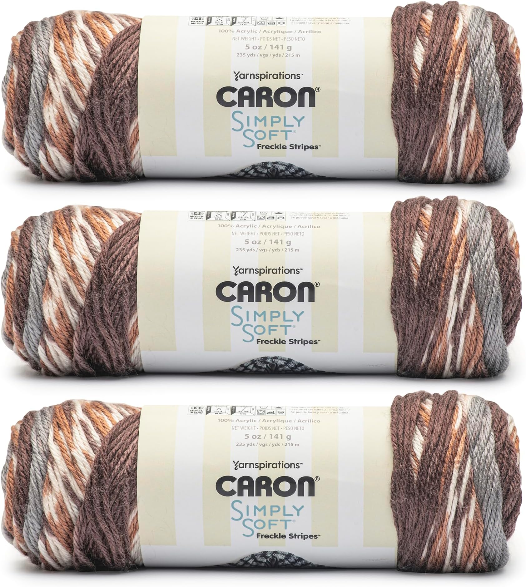 Caron Simply Soft Freckle Yarn, Sienna 3 Pack