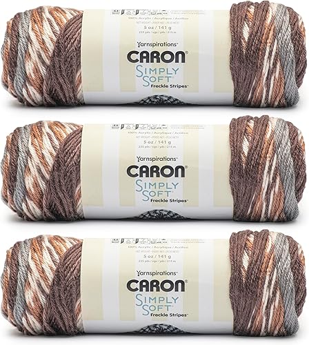 Caron Simply Soft Freckle Sienna - Hilo de 141 gramos/5 onzas, paquete de 3, acrílico, #4 medianos (peinado), 235 yardas, tejido/ganchillo