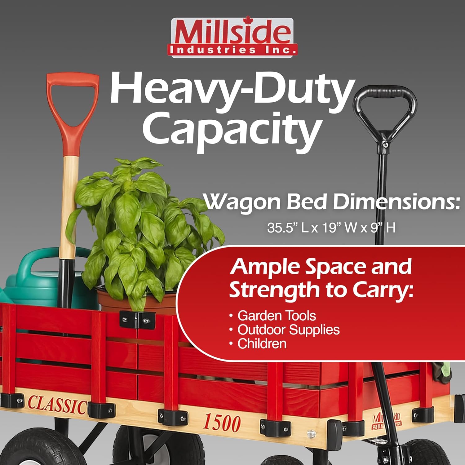 Millside Industries Classic Wood Wagon with Red Removable Wooden Racks