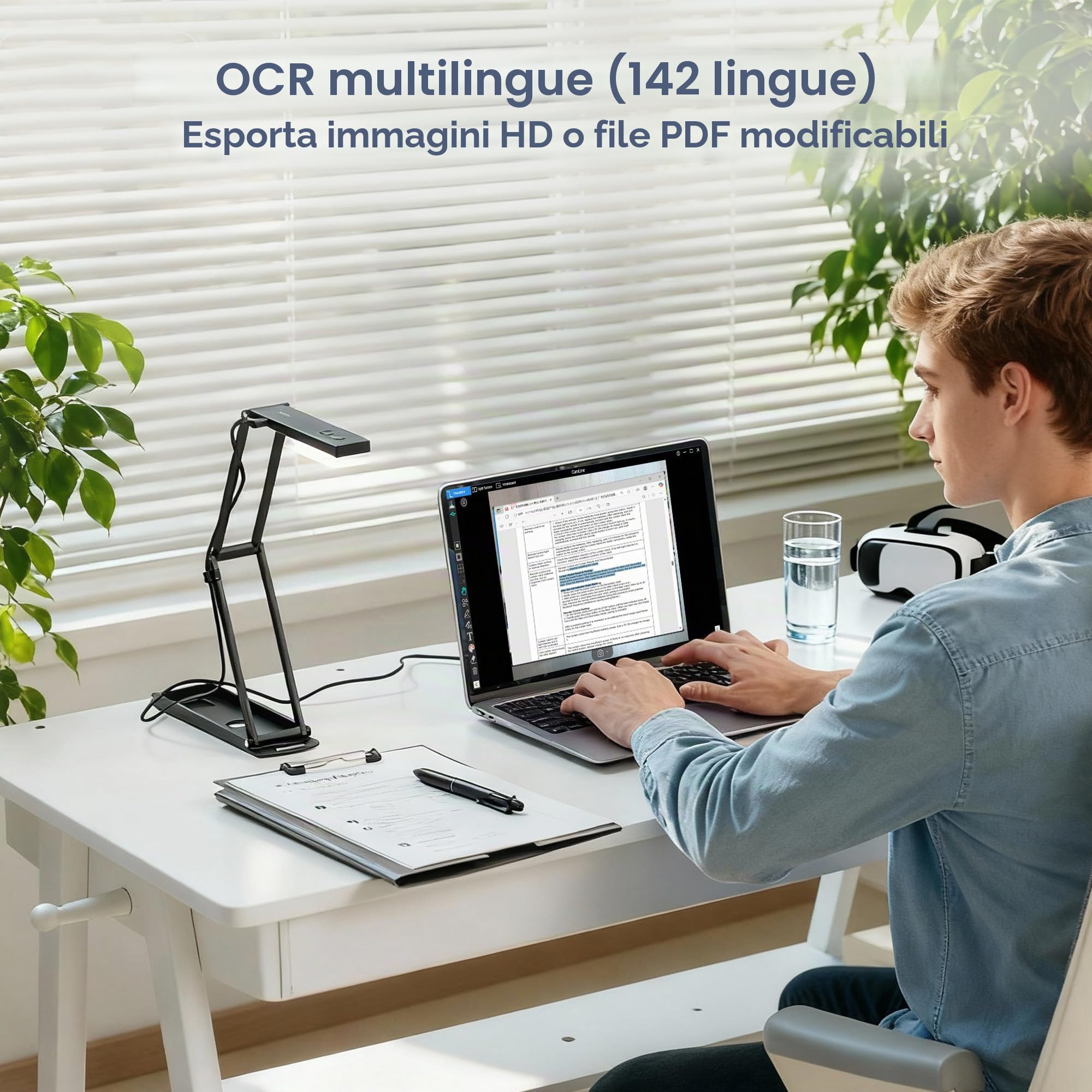 Visualizzatore di Documenti A3 Portatile: 16MP HD 4K Telecamera per Libro con OCR Webcam USB Pieghevole compatibile Windows/macOS per Didattica/Ufficio/Riunioni/Scuola/Lavoro da Remoto