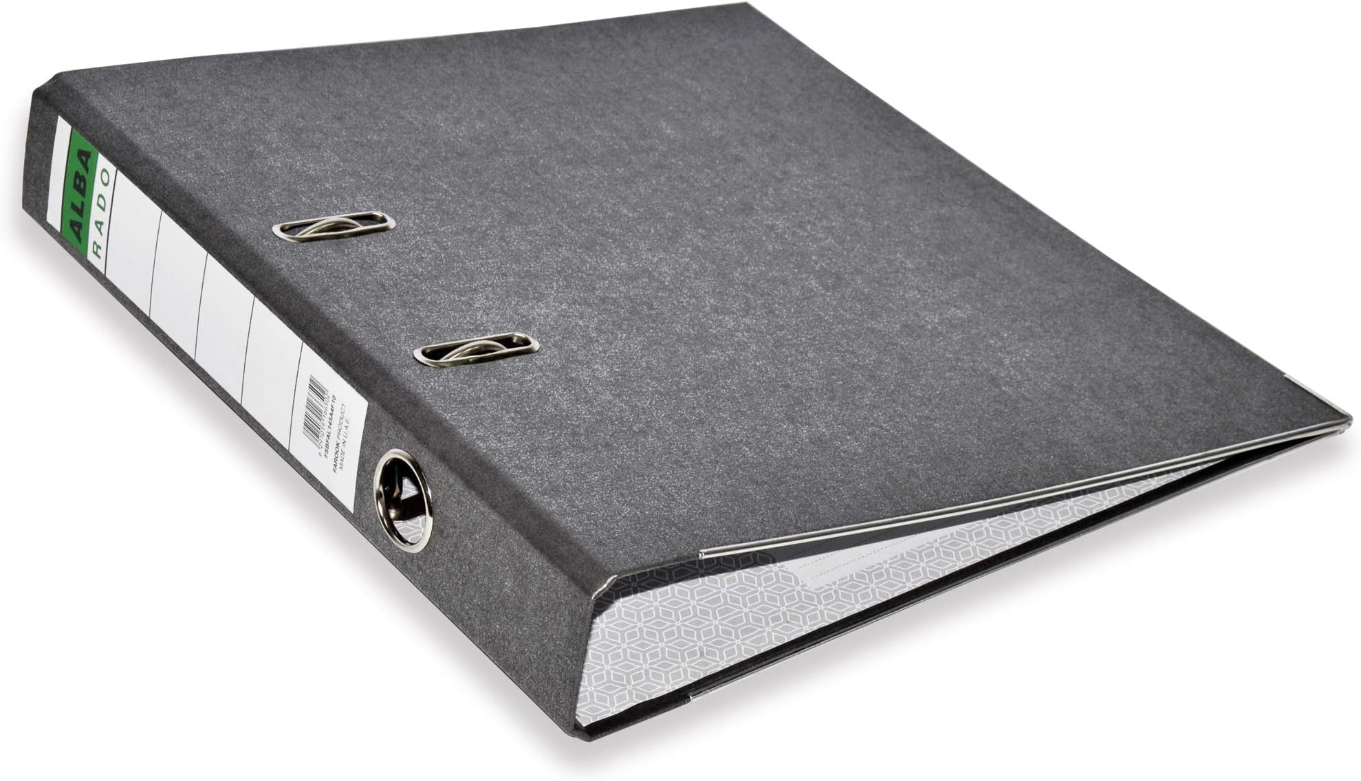 FIS® ALBA RADO Lever Arch Box Files, A4 Size(210x297mm), 5cm Spine Size, Fixed Mechanism, Box of 10 Pieces, Marble Grey Color-FSBFAL145A4F10