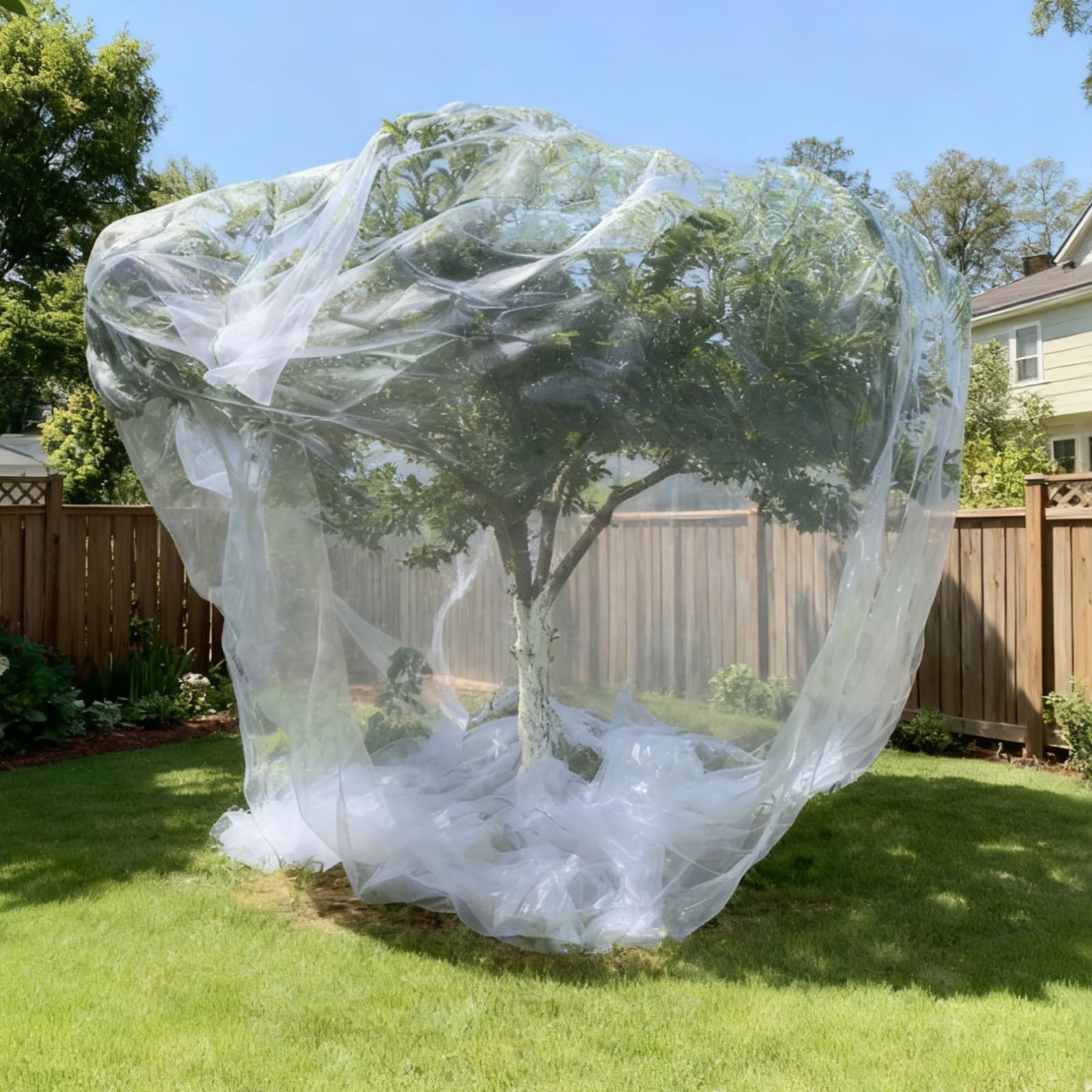 Photo 1 of 16x16Ft Extra Large Fruit Tree Netting Cover with Zipper & Drawstring, Garden Mesh Netting for Protecting Plants from Birds,Bug& Squirrels,Ultra Fine Weather Resistant Tree Netting