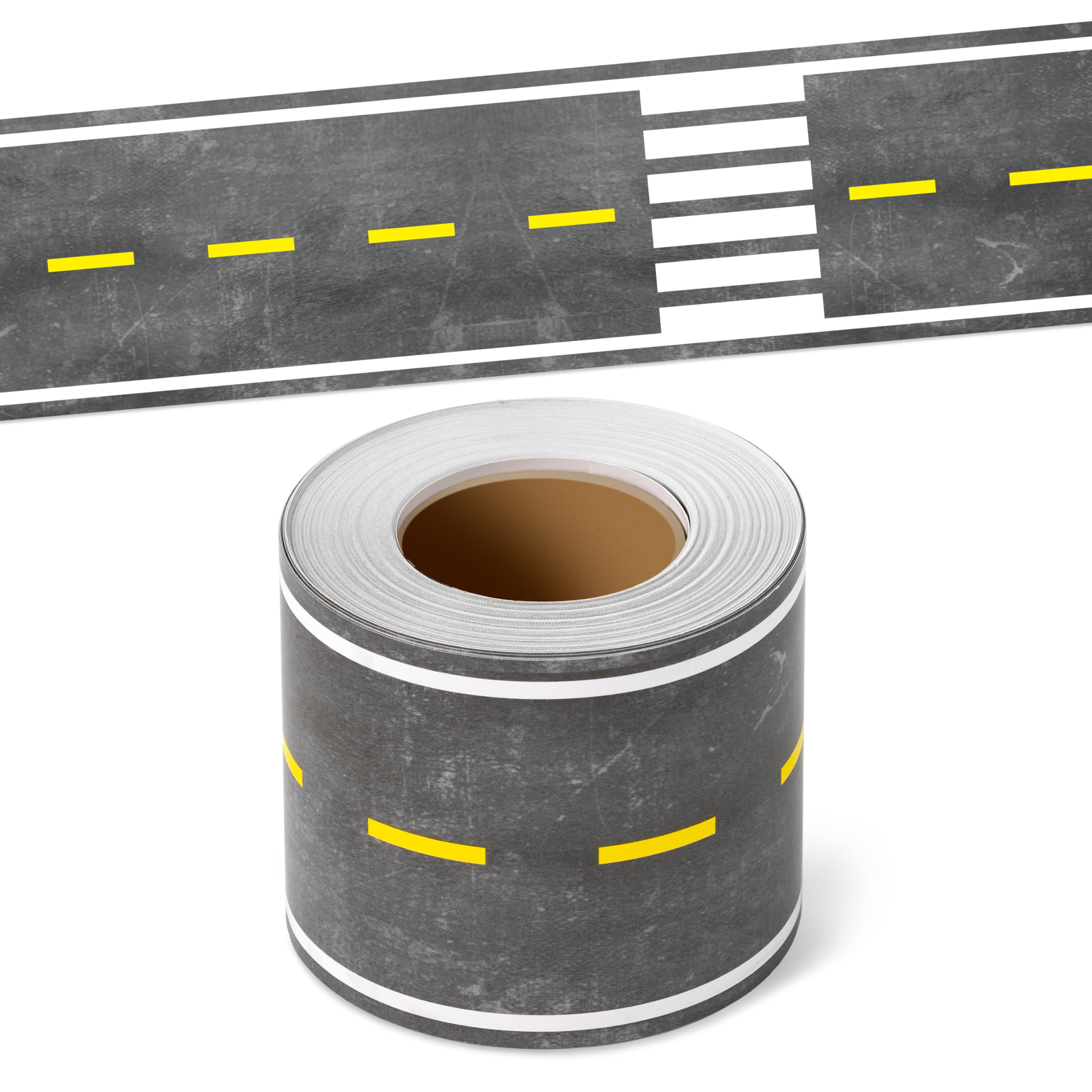 BeYumi Roadway Crosswalk Border Trim - 65ft Back to School Crosswalk Road Straight Rolled Border Trim Crossing with White Stripes Bulletin Board School Classroom Office Chalkboard Party Holiday Decor