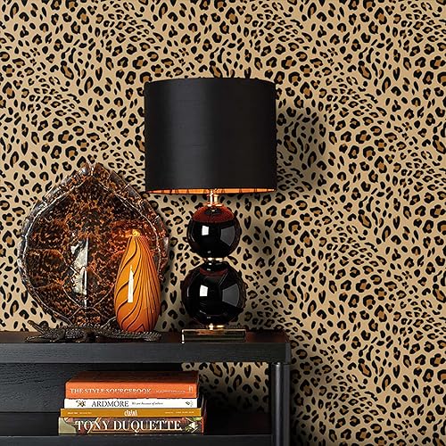 Miniatura 10 de Ismoon Delicado papel tapiz blanco y negro para despegar y pegar de 17.3 x 236 pulgadas, papel tapiz de leopardo moderno, papel de contacto blanco