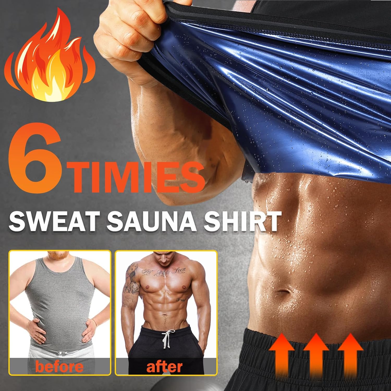 Sauna Vest for Men Waist Trainer Sauna Shirt Sweat Heat Trapping Sleeveless Shirts Weight Loss Workout Shapewear Top - Image 3