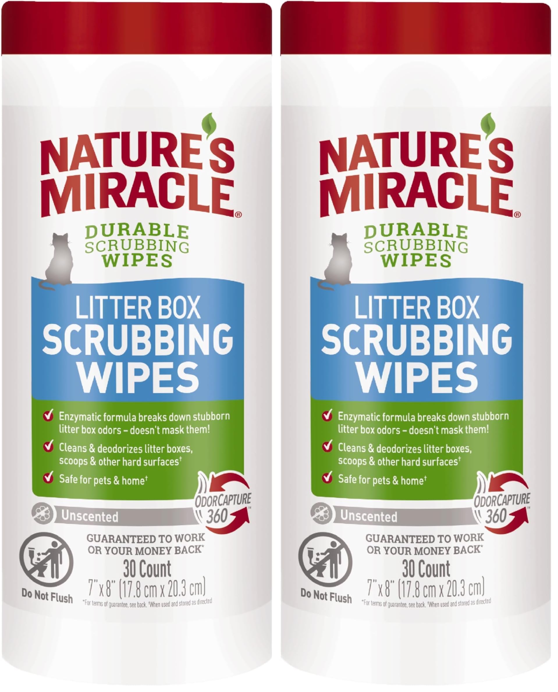 Natures Miracle Litter Box Scrubbing Wipes 30Ct Pack of 2
