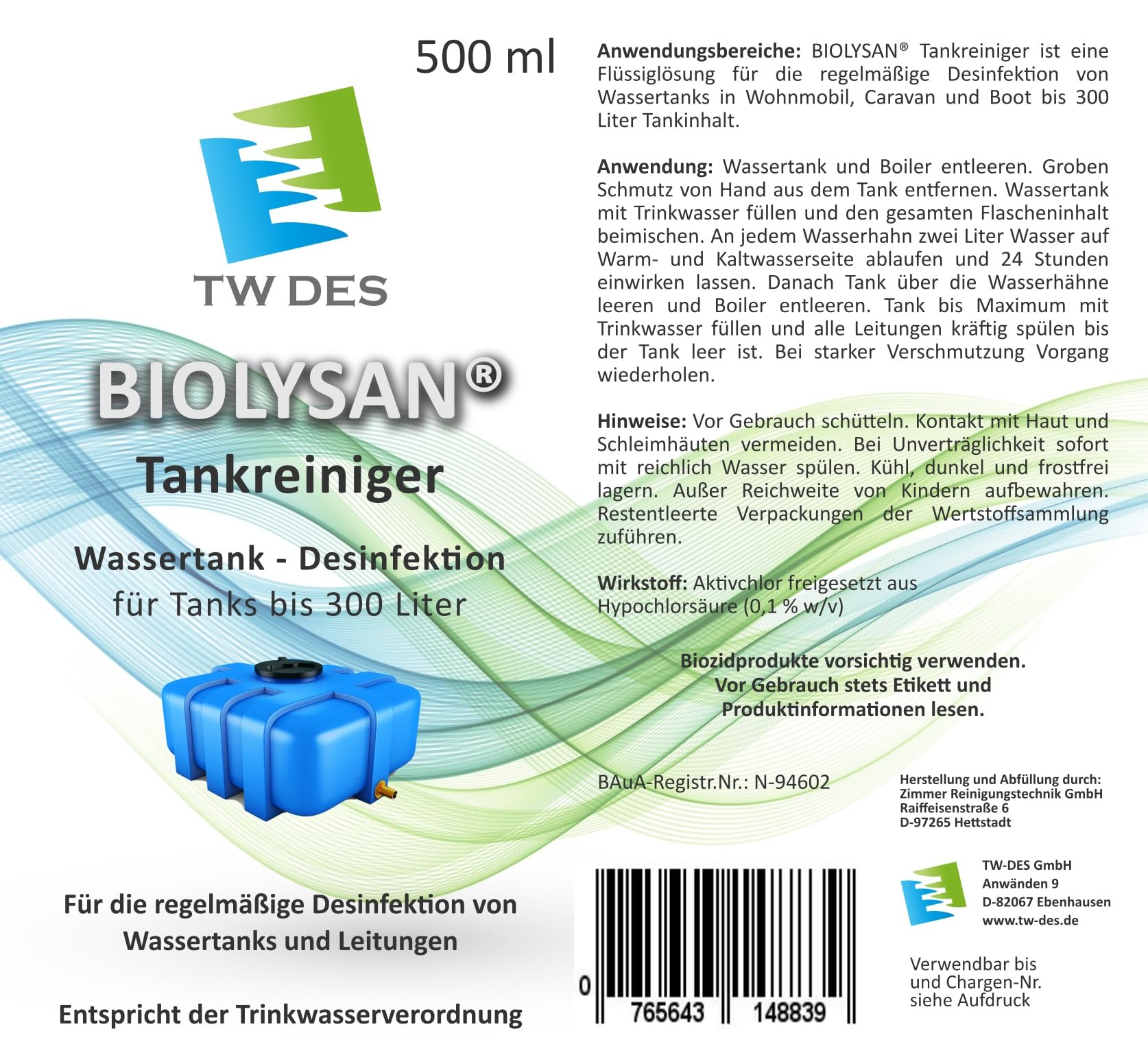 TWDES Hygieneset Saison - Wasserhygiene, Tankreiniger und Entkalker