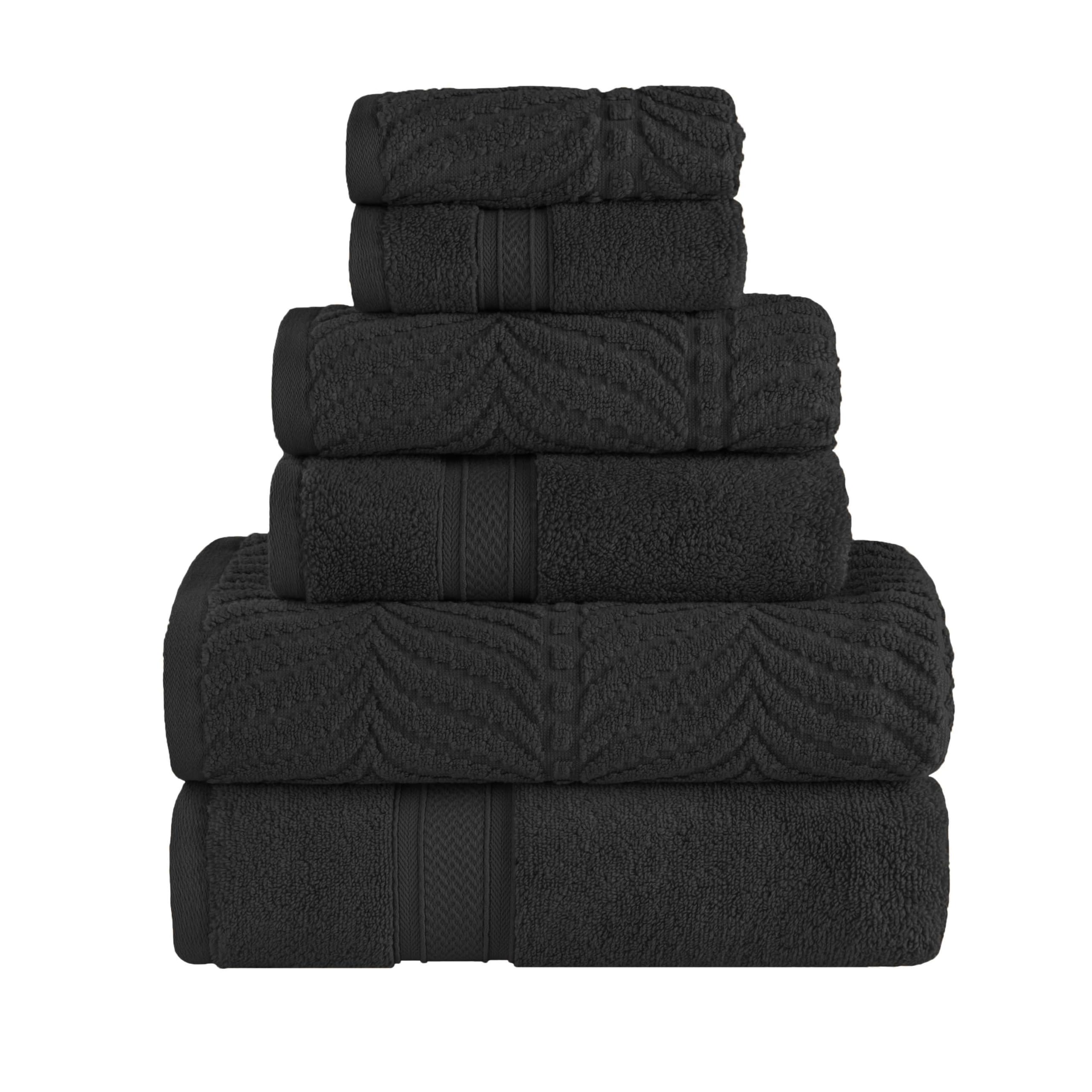 Superior Cotton Chevron 6 Piece Assorted Towel Set, Zero Twist, Quick Dry, Home Essentials, Shower, Spa, Luxury Plush Soft Absorbent Towels, Includes