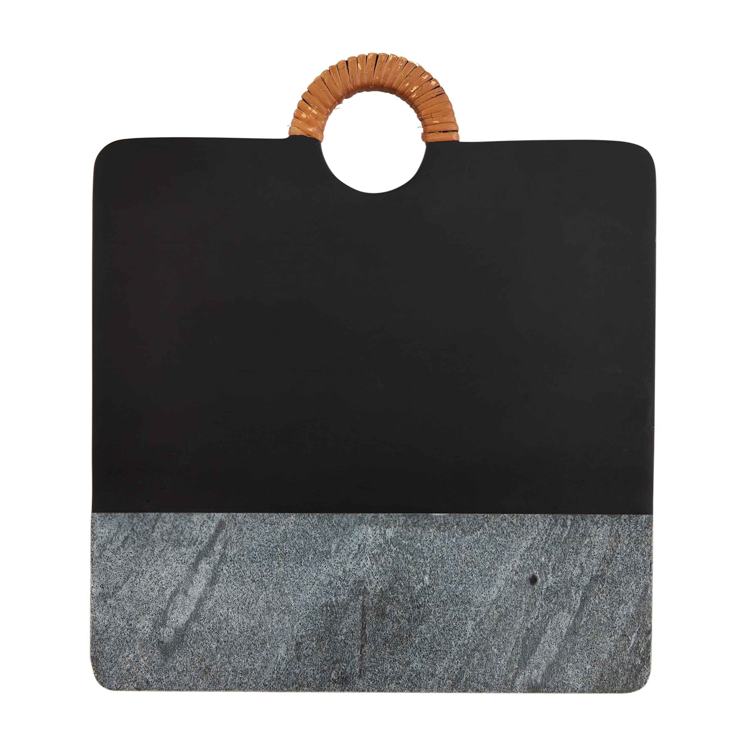 Mud Pie Tavola quadrata in legno nero marmo; 40,6 x 35,6 cm