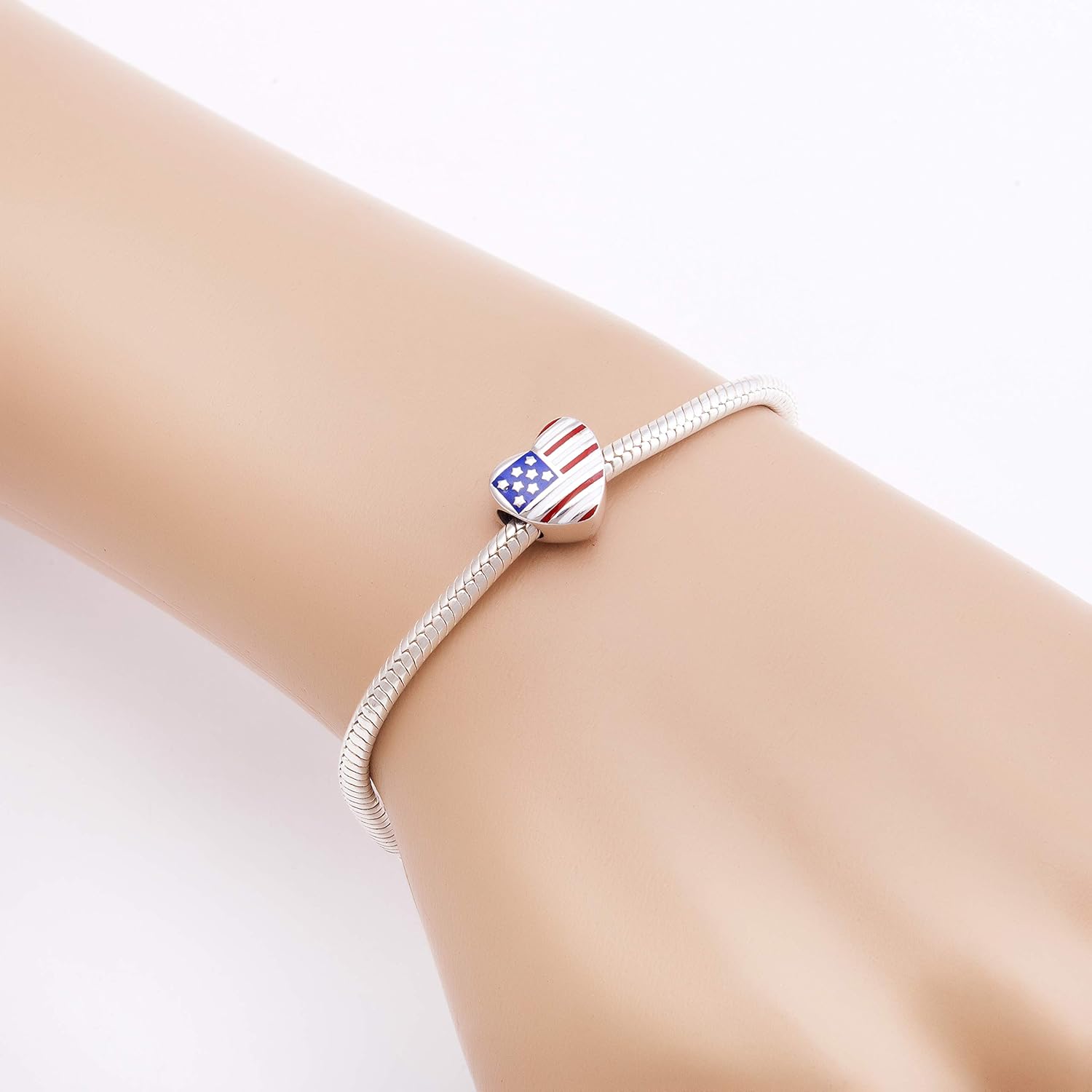 USA American Flag Charms 925 Sterling Silver Heart Love Motherland Charms Fits Pandora European Bracelet,Valentine's Day Gifts - Image 5