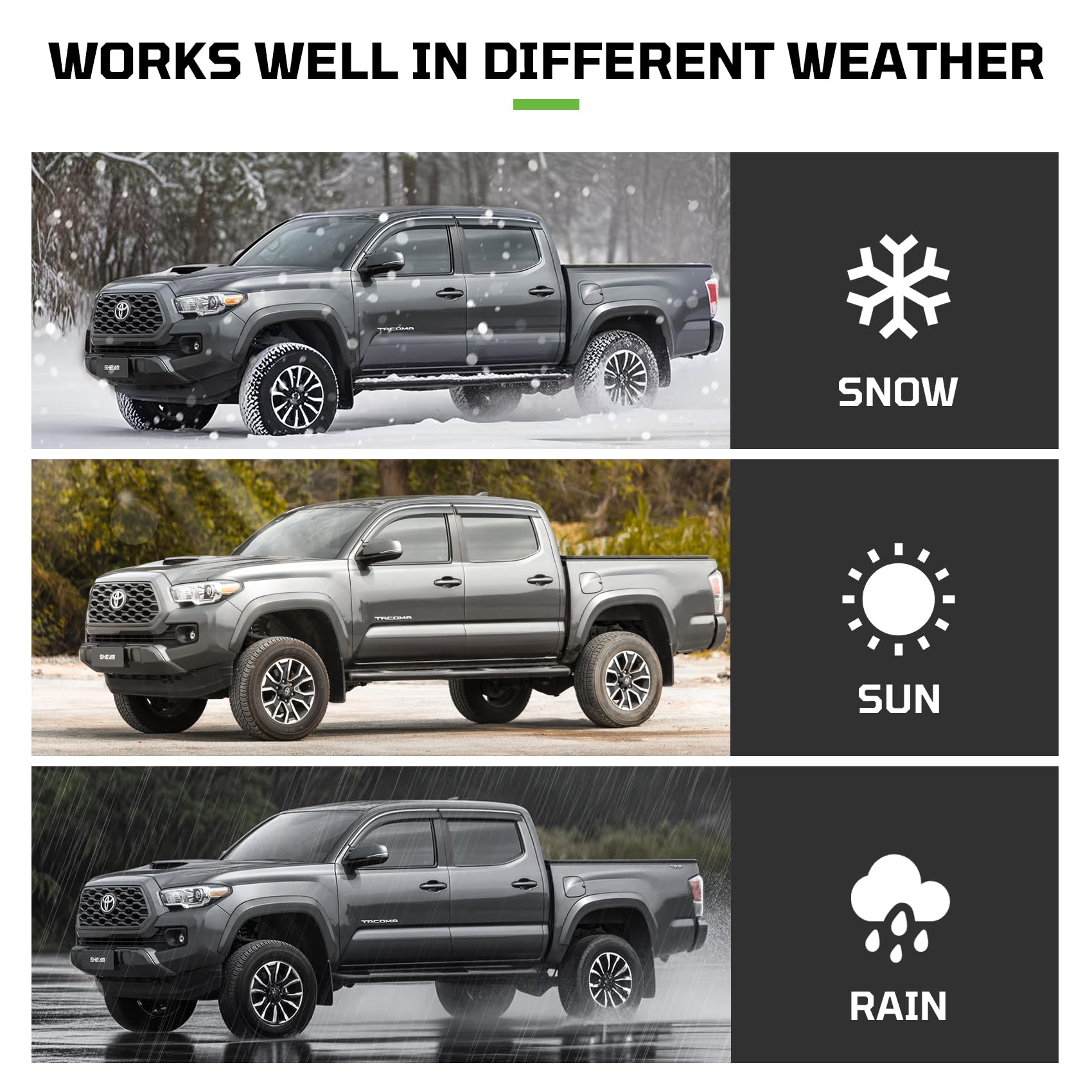 Window Visors Rain Guards Fit for Double Cab Tacoma 2016-2023,Tape-On Rain Guards for Car Windows,Durable PC Material Vent Visors for Cars,Side Window Deflectors for Toyota Tacoma Accessories-4 PCS