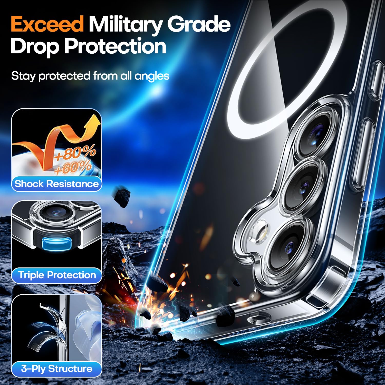 CANSHN Magnetica Cover per Samsung Galaxy S25 (6.2 Pollici), [Compatibile con MagSafe] Custodia Protettiva Antiurto per Telefono,Trasparente