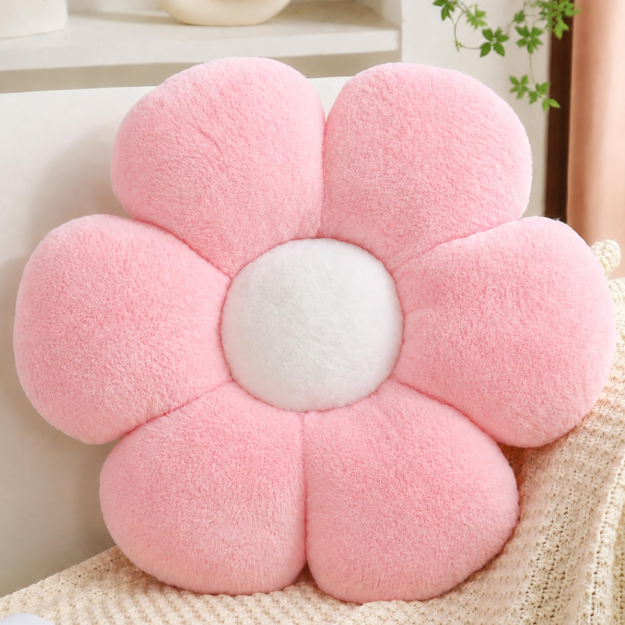 CANGHI Flower Pillow Pink 19.68" Decorative Throw Daisy Pillow