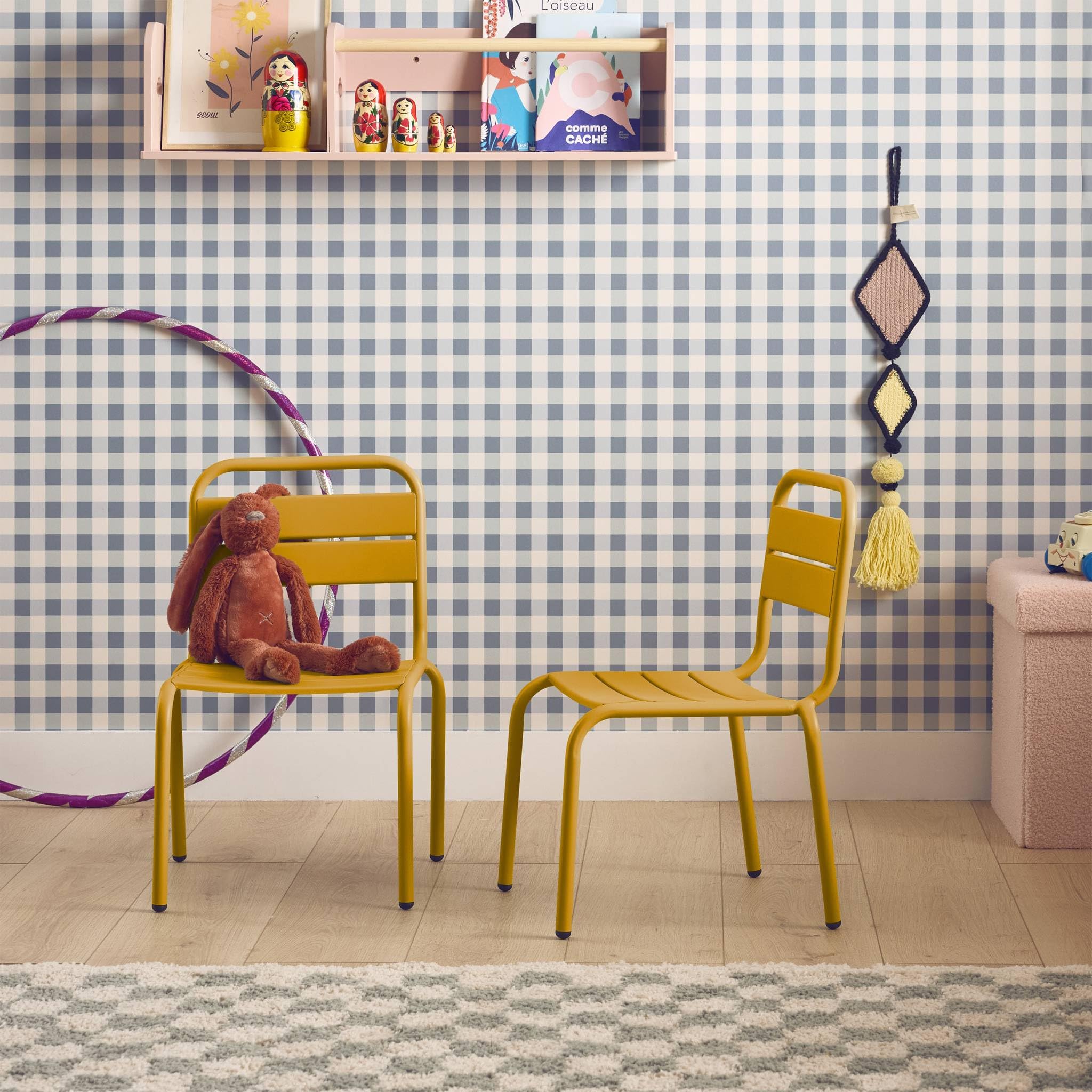 Alice's Garden sweeek - Lot de 2 chaises en métal Jaune pour Enfant. Salon de Jardin Enfant