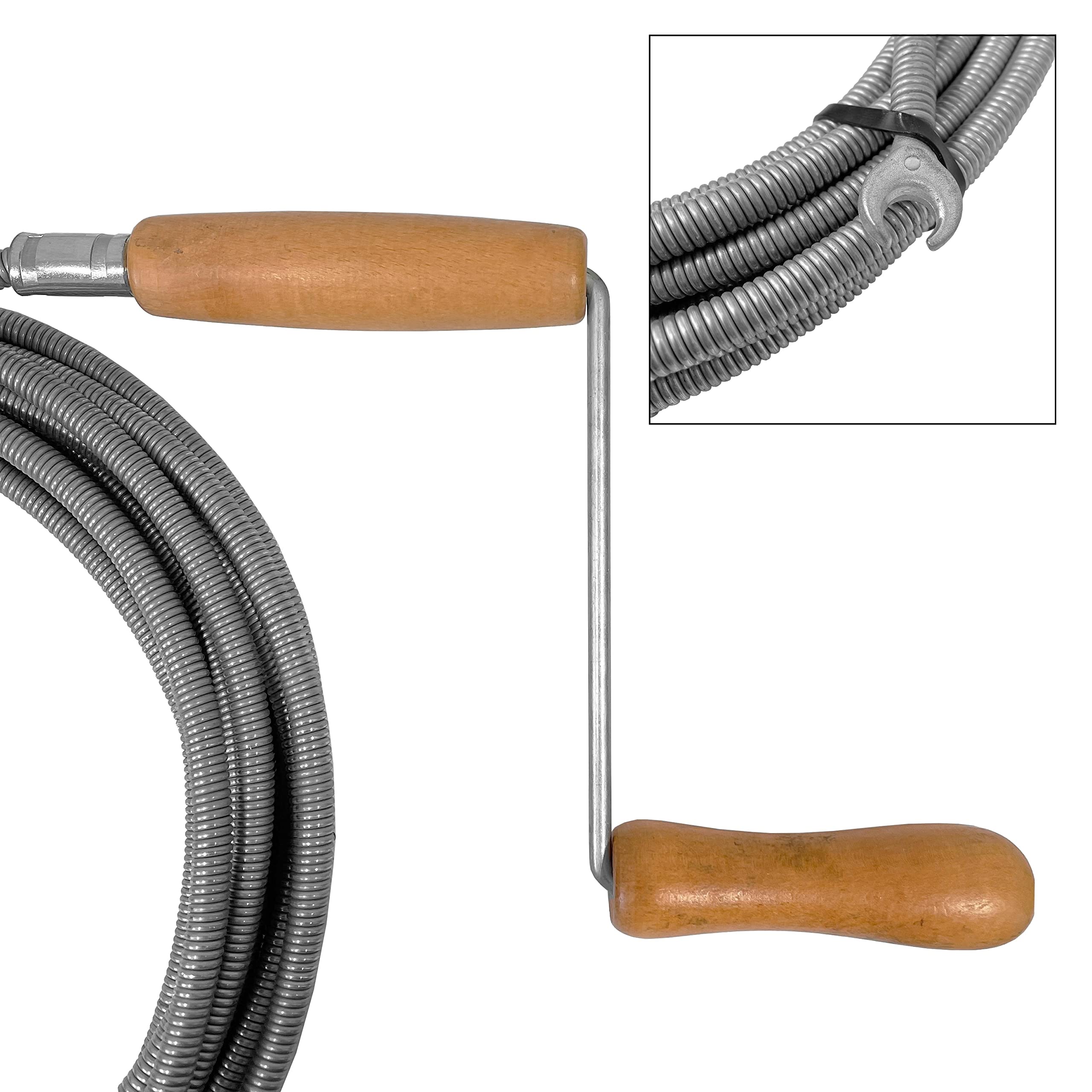 Spirale pour canalisations de 9 mm de diamètre - 20 m - Spirale avec griffe - Spirale pour nettoyage de tuyaux - Spirale pour tuyaux - Spirale de nettoyage de tuyaux (20 m (diamètre 9))