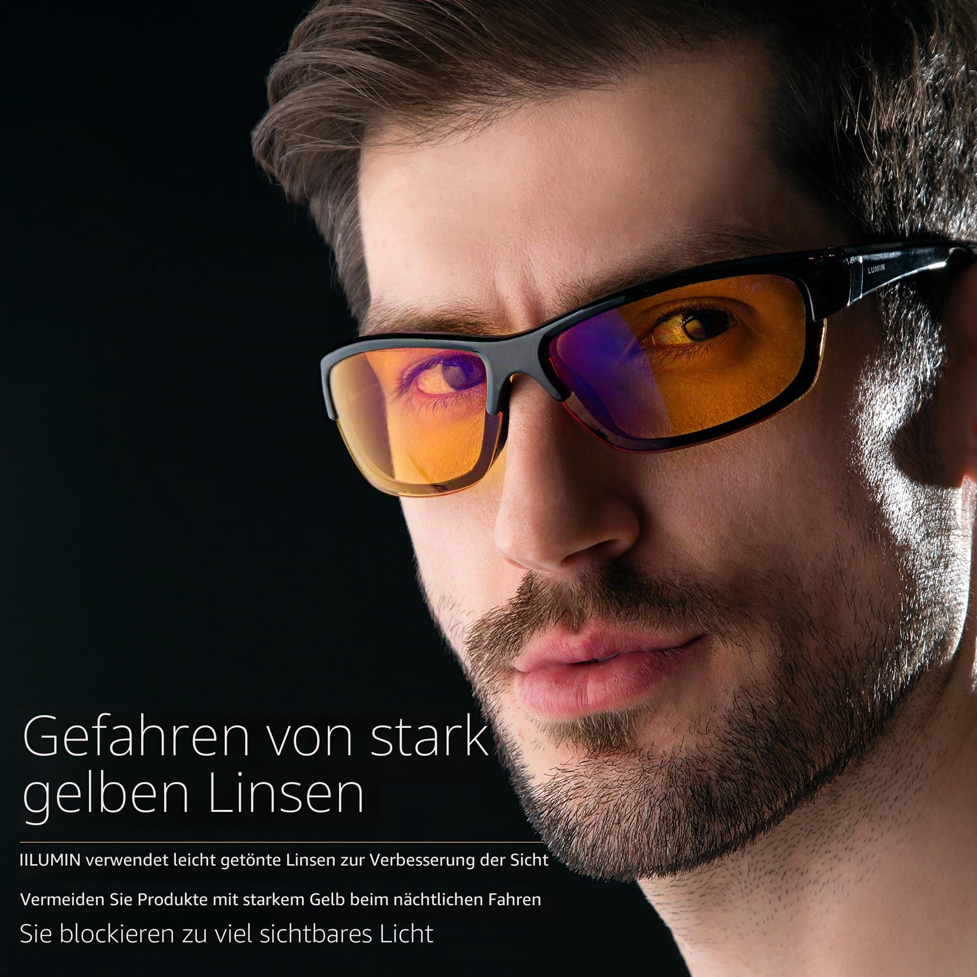 Illumin Nachtfahrbrille VECTOR - Allwetterbrille für Regen, Nebel und Nachtfahrten Genießen Sie blendfreies Fahren - für Damen und Herren, gelb, Vector