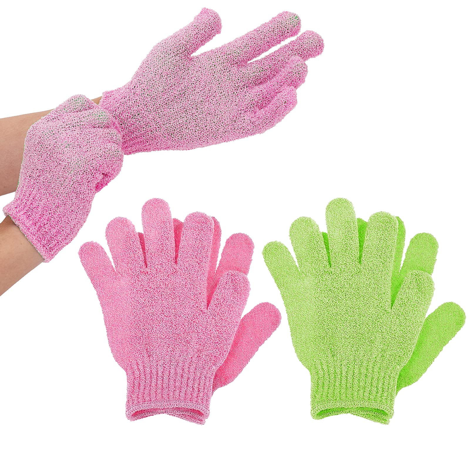 WLLHYF 2 Paar Peeling Handschuhe Körper Dusche Scrubbing Handschuh Dual Textur Bad Handschuhe für Dusche Spa Massage Tote Haut Entferner Peeling Mitts Badezubehör Kosmetik