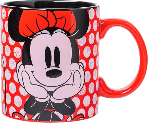 Silver Buffalo Disney Minnie Mouse Tasse en céramique à pois blancs et rouges, 5