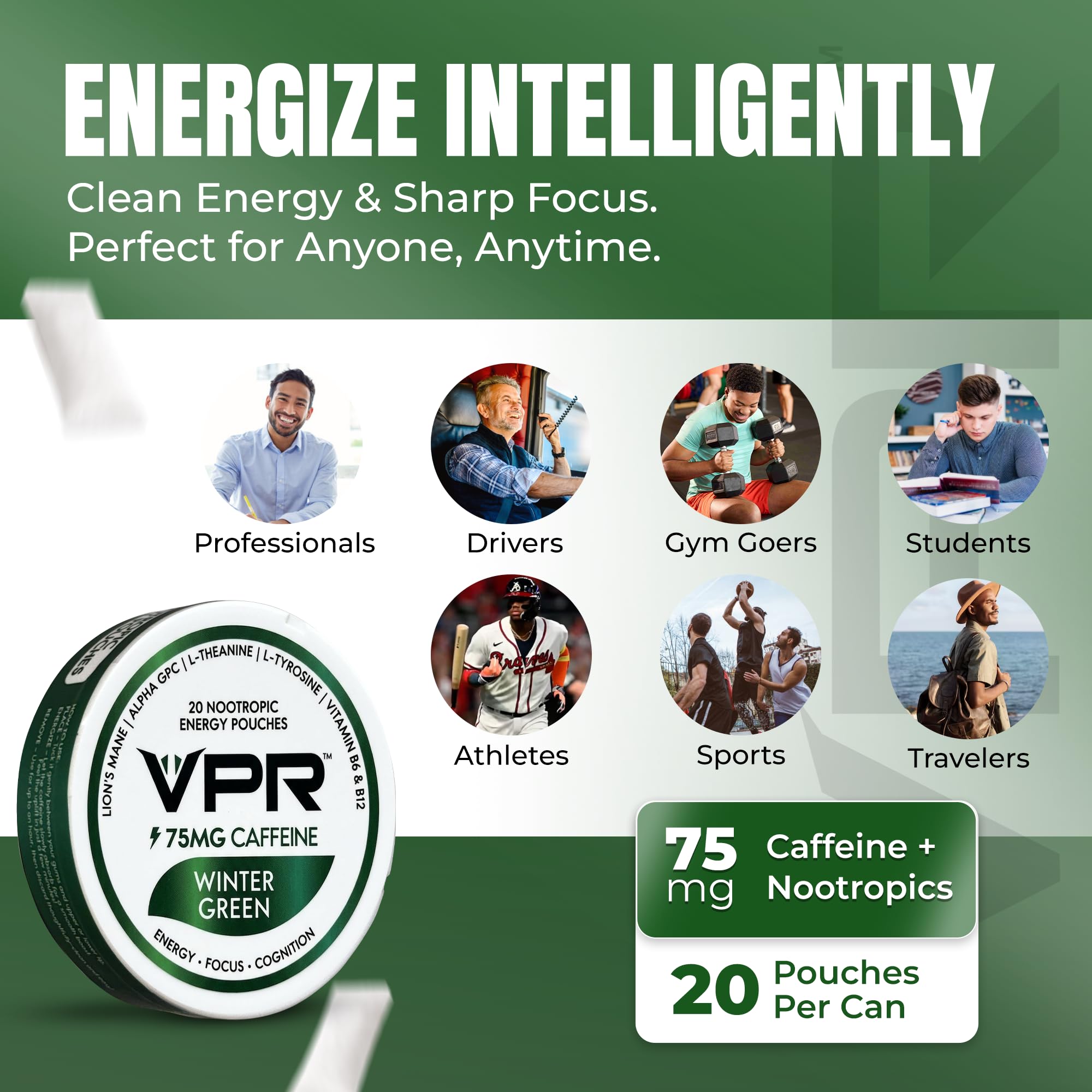 Amazon.com: VPR 75MG Caffeine Nootropic Pouches | 20 Count Energy