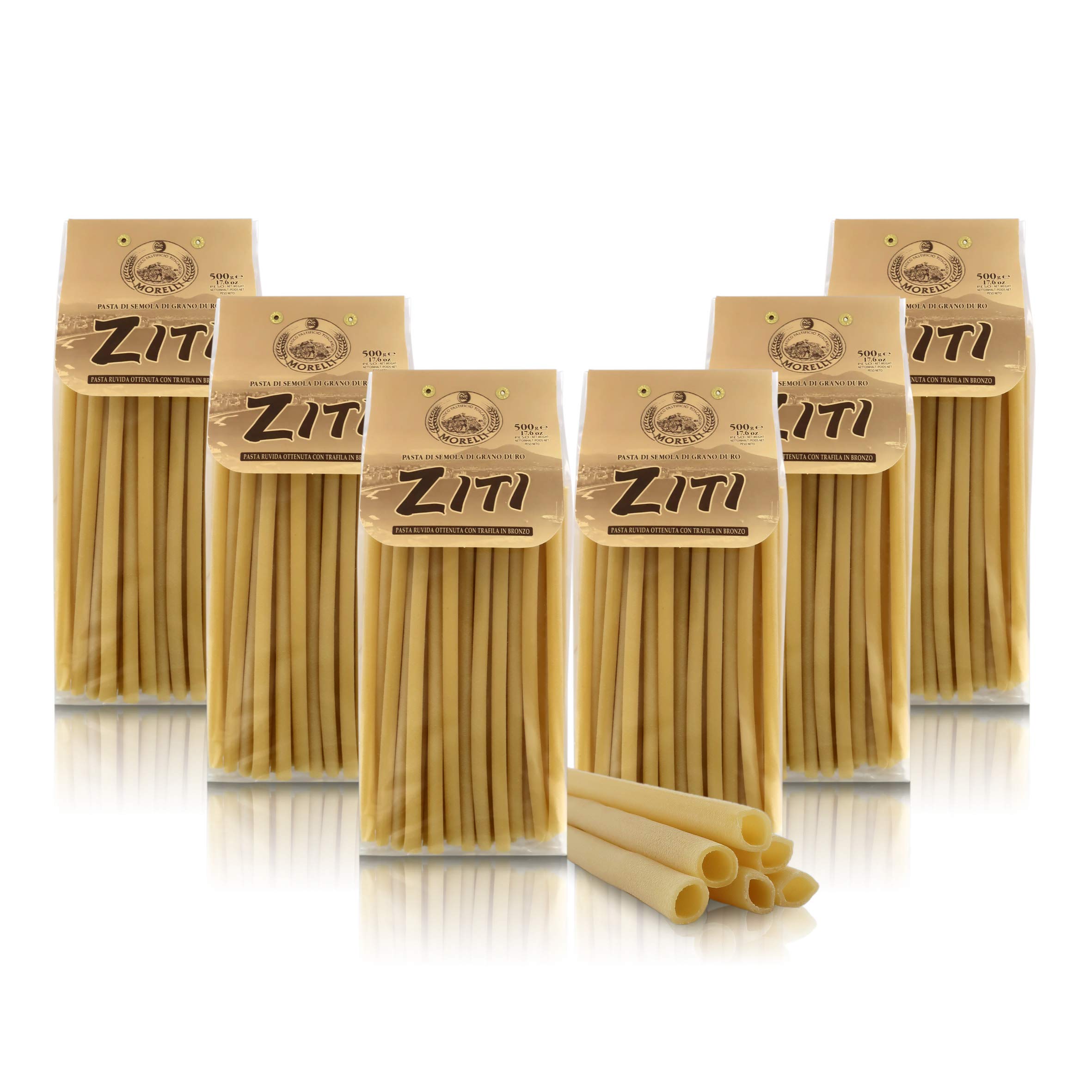 Antico Pastificio Morelli 1860 Srl Ziti, Pasta tipica regionale, 6 Confezioni da 500 Grammi