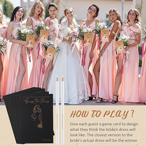Miniatura 4 de Fulmoon 30 juegos de Adivina el vestido, juegos de despedida de soltera para invitados, incluyen tarjetas de juegos de ducha de boda, lápices