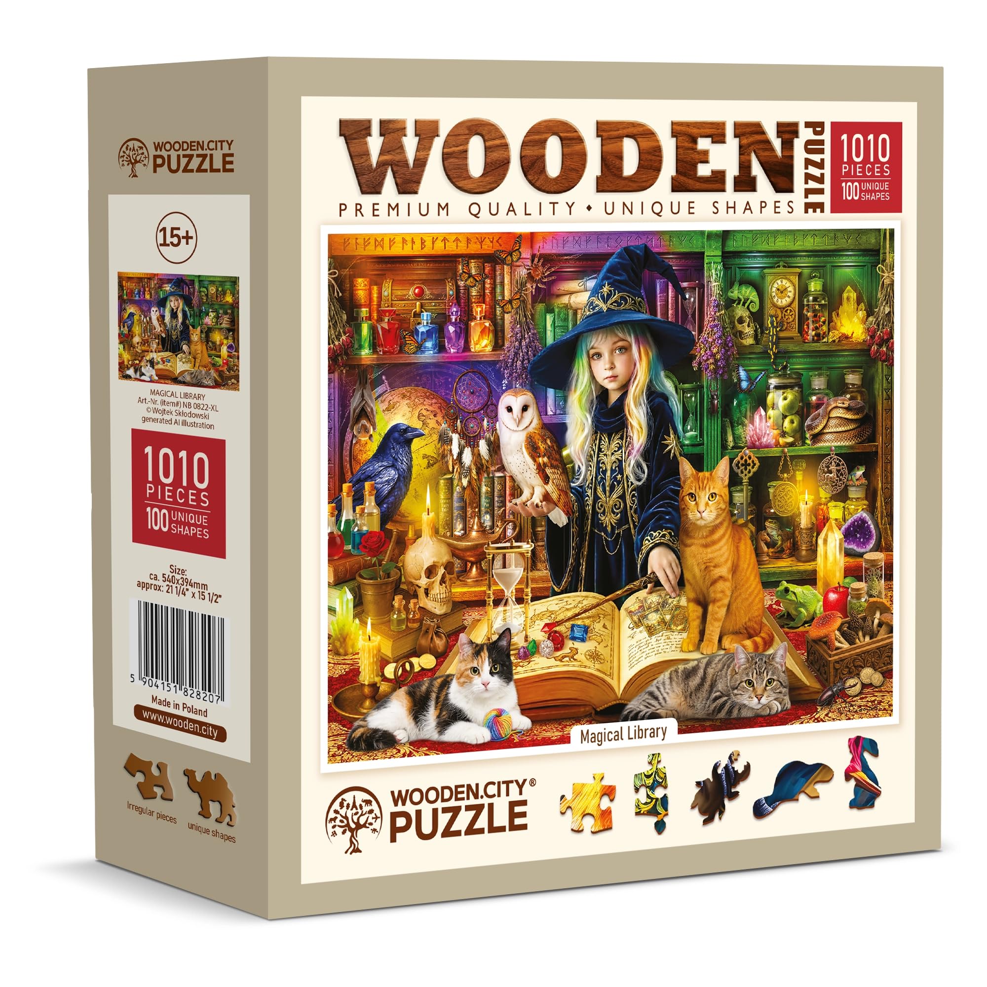 WOODEN.CITY Magical Library, rompecabezas de madera de 1000 piezas para adultos