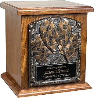 Car Racing Custom Engraved Large Wooden Funeral Cremation Urn