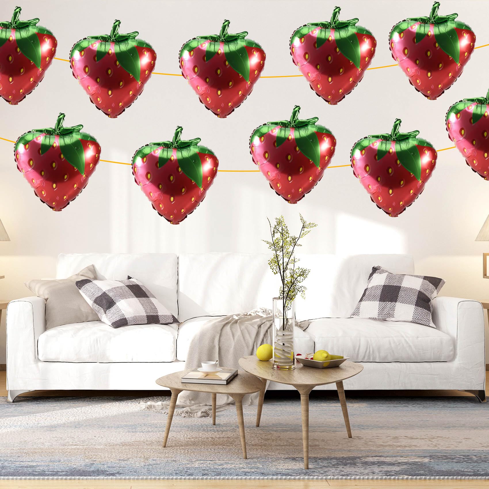 Palloncini A Forma Di Fragola Per 8° Compleanno: Set Da 7 Decorazioni In Mylar Rosso - 3