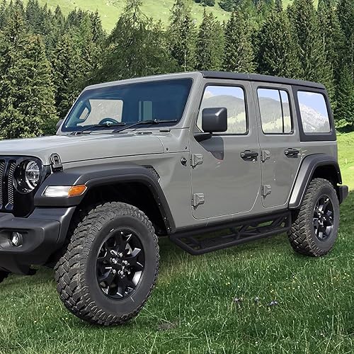 Miniatura 6 de Estribos para estribos JL compatibles con Jeep Wrangler JL Unlimited 2018, 2019, 2020, 2021, 2022, 2023, 4 puertas, barras Nerf de acero resistente,