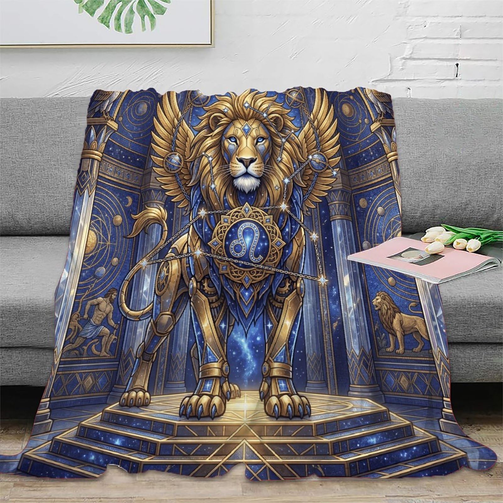 H3B8U2Y5 Leo Zodiac Constellation for Flannel Throw Blanket, Guest Room Bed