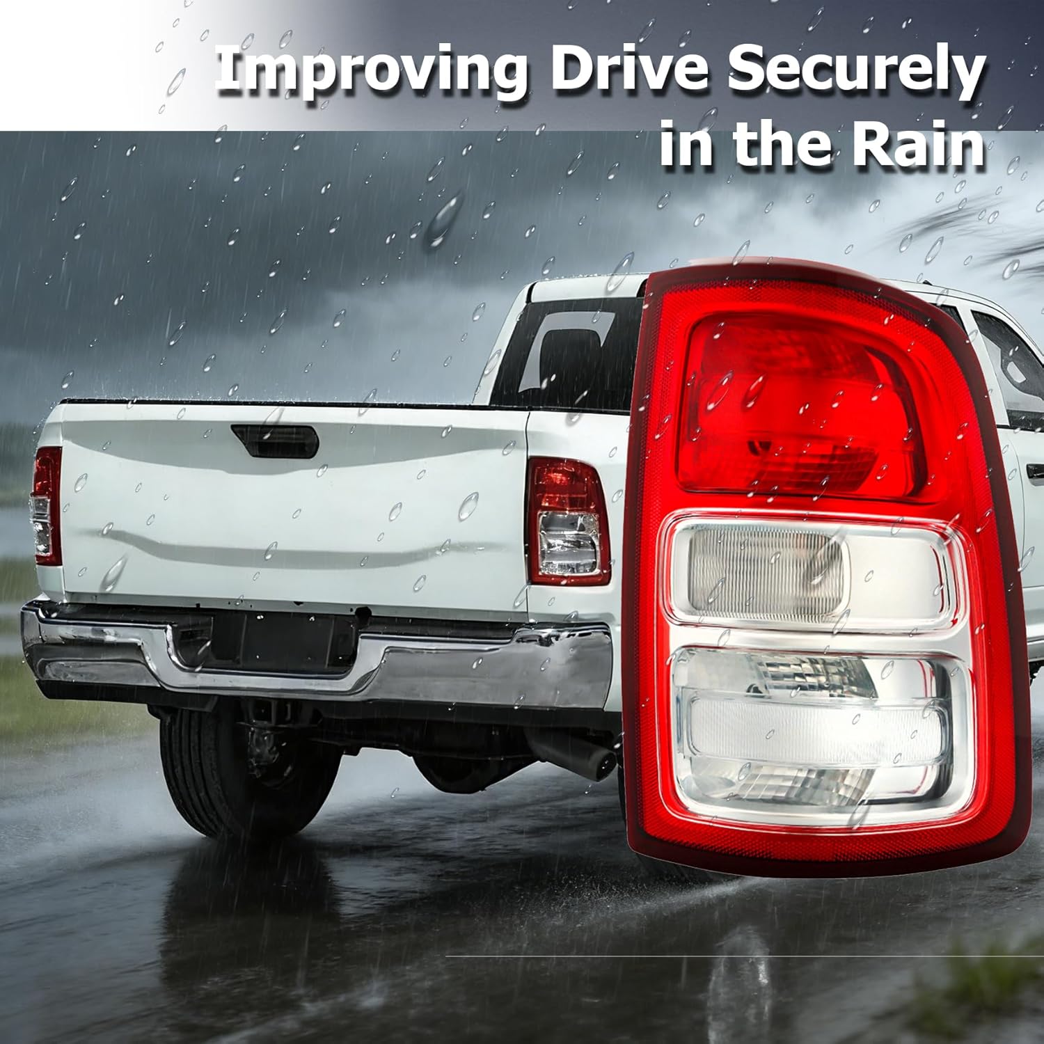 WFLNHB Tail Light Right Replacement for Ram 2500 2019-2022 Passenger Side Rear Brake Lamp RH 68361714AE CH2801222