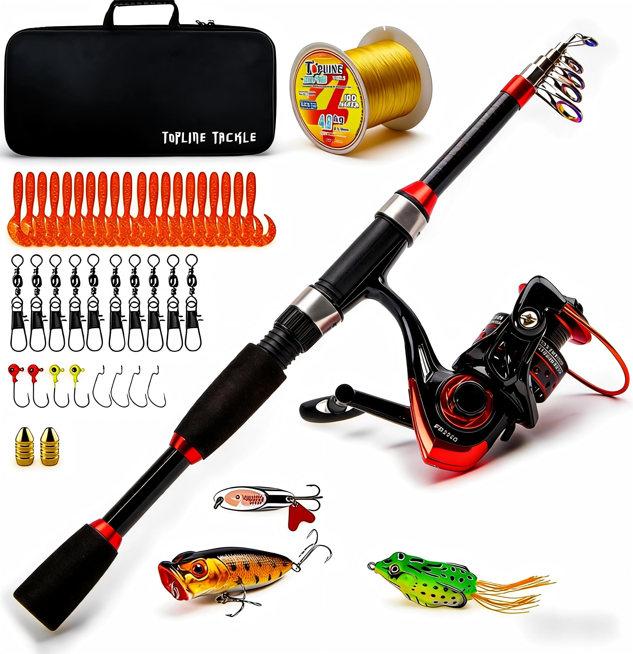 Collapsible Fishing Rod and Reel Combo, BalanZze Telescopic Fishing Rod with Spinning Reel, Portable Collapsible Fishing Pole Kit for Saltwater and