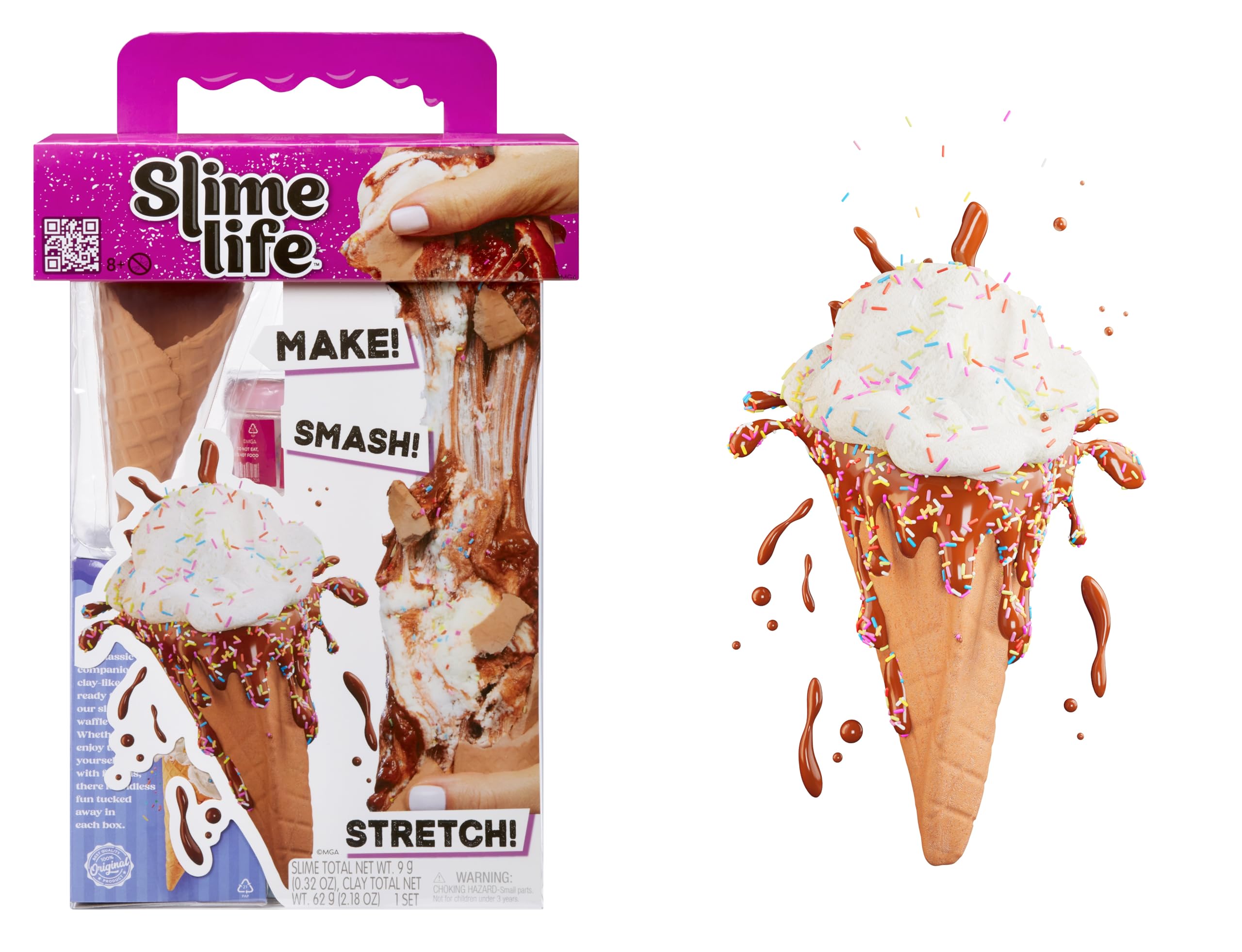 Slime Life Ice Cream Cone DIY Slime Kit - Unboxing Ingredients to Make, Smash, and Stretch Your Food Slime, Ages 8+