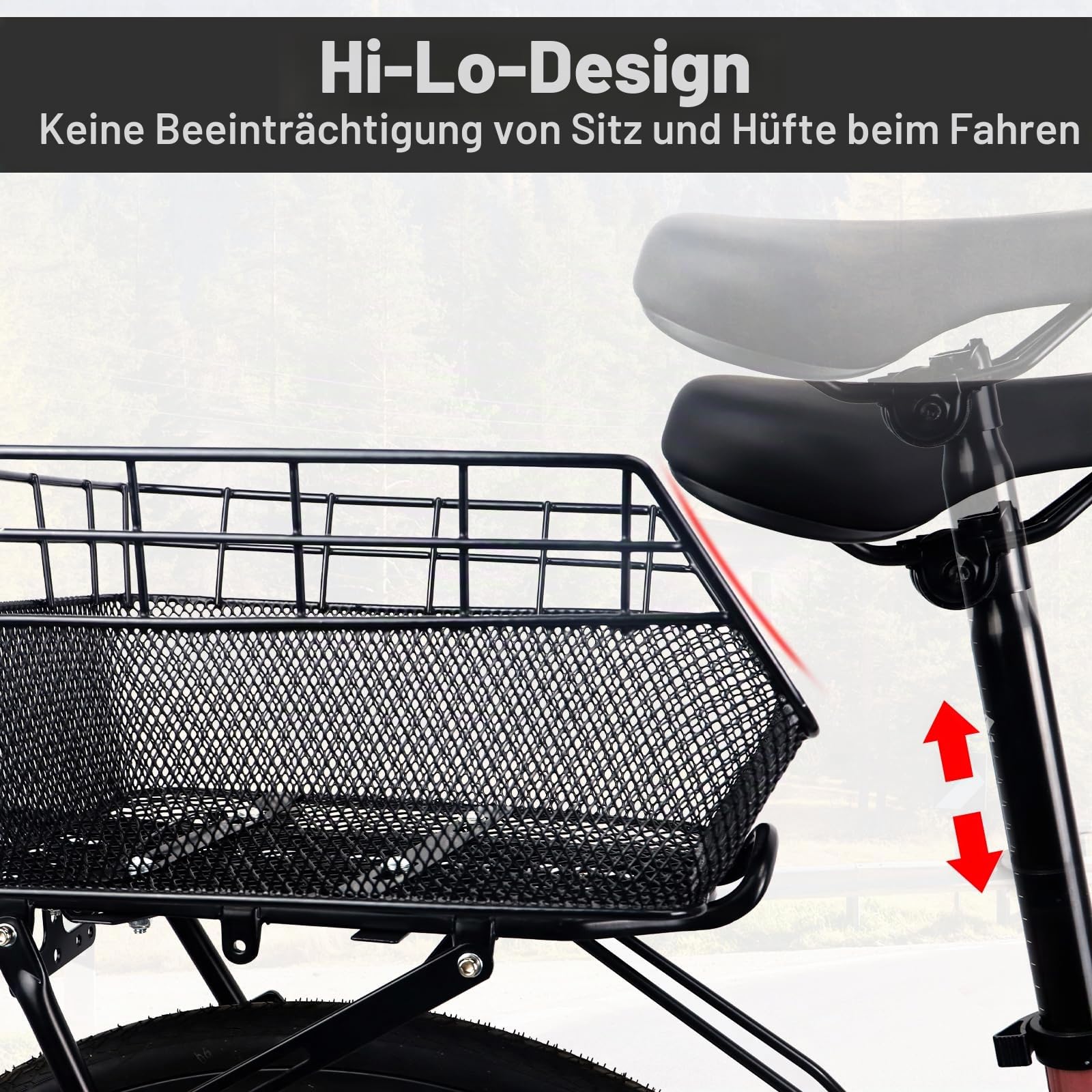 Fahrradkorb Hinten – Robuster Gepäckkorb für Fahrrad & E-Bike mit Wasserdichter Abdeckung&Ladungsnetz,Fahrradkörbe/Bike Korb