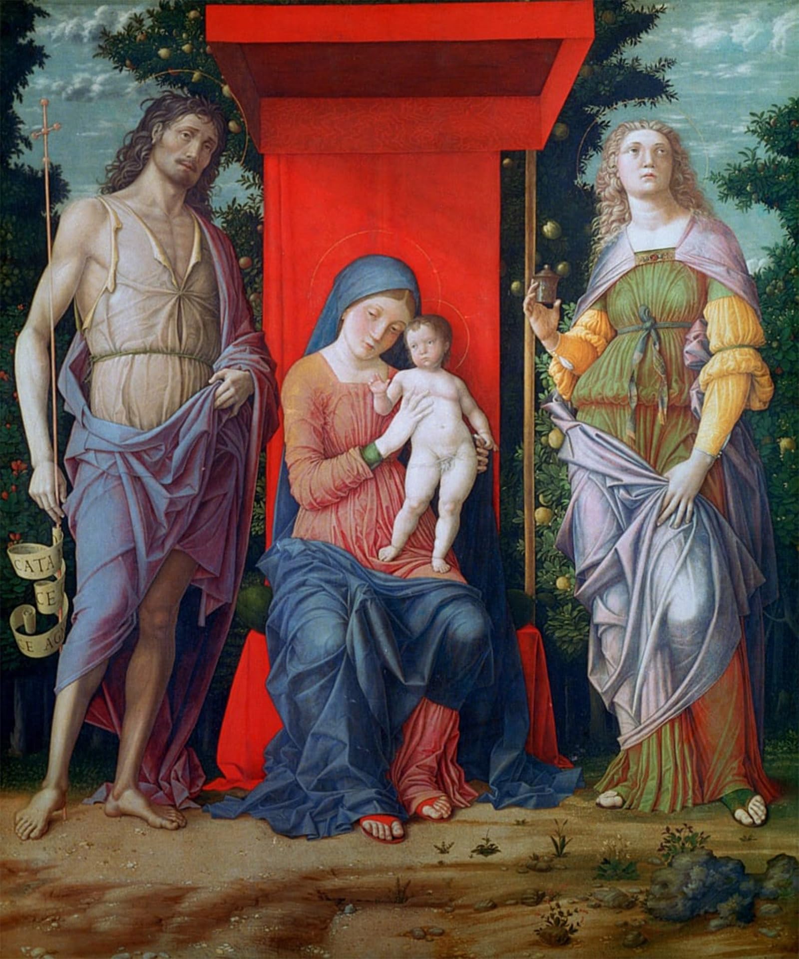 ARTXLXXBN Famous Painting Canvas Artwork Graffiti Print the Virgin and Child with Saints by Andrea Mantegna Portrait Canvas Image for Home Decor 60x90cm