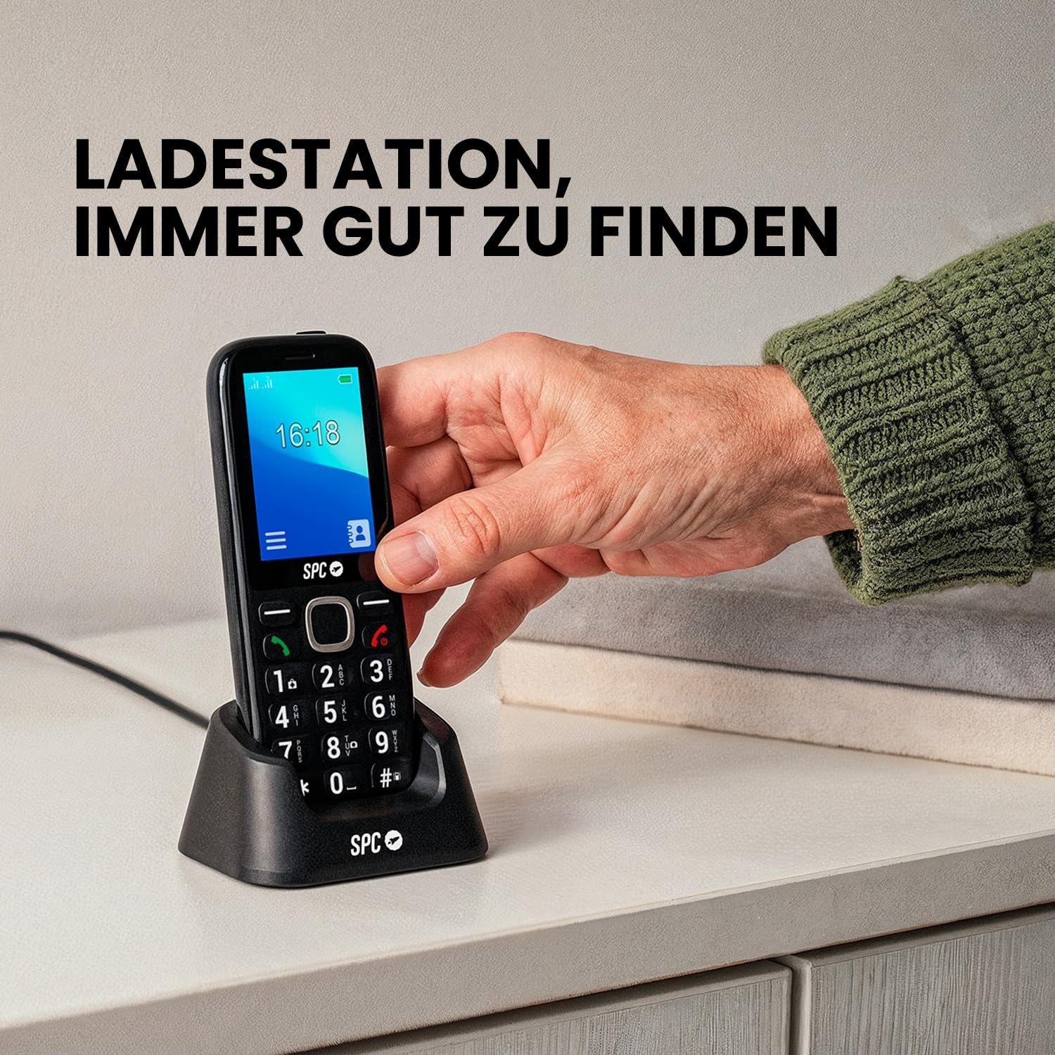 SPC Fortune 2 Max – 4G Seniorenhandy | Kratzfestes 2,4-Zoll-XL-Display, große Tasten | 104-dB-Klingelton, Ladestation | SOS-Taste, Ice-Profil, Fernkonfiguration | Akku mit bis zu 7 Tagen Laufzeit