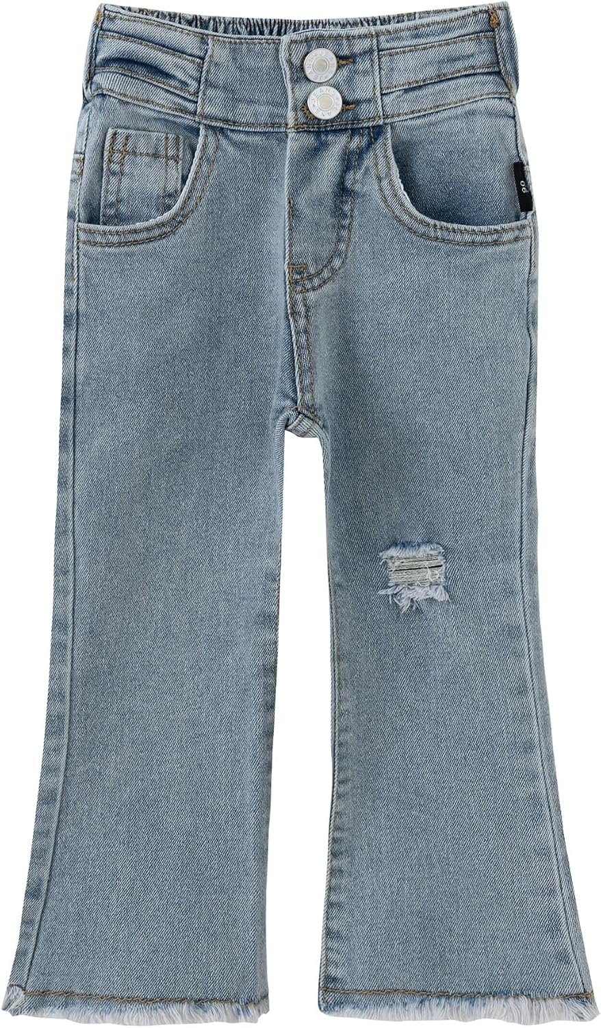 Kid Girls Ultra Soft Flare Jeans Toddler Little Girls Casual Skinny Stretch Denim Bootcut Pants