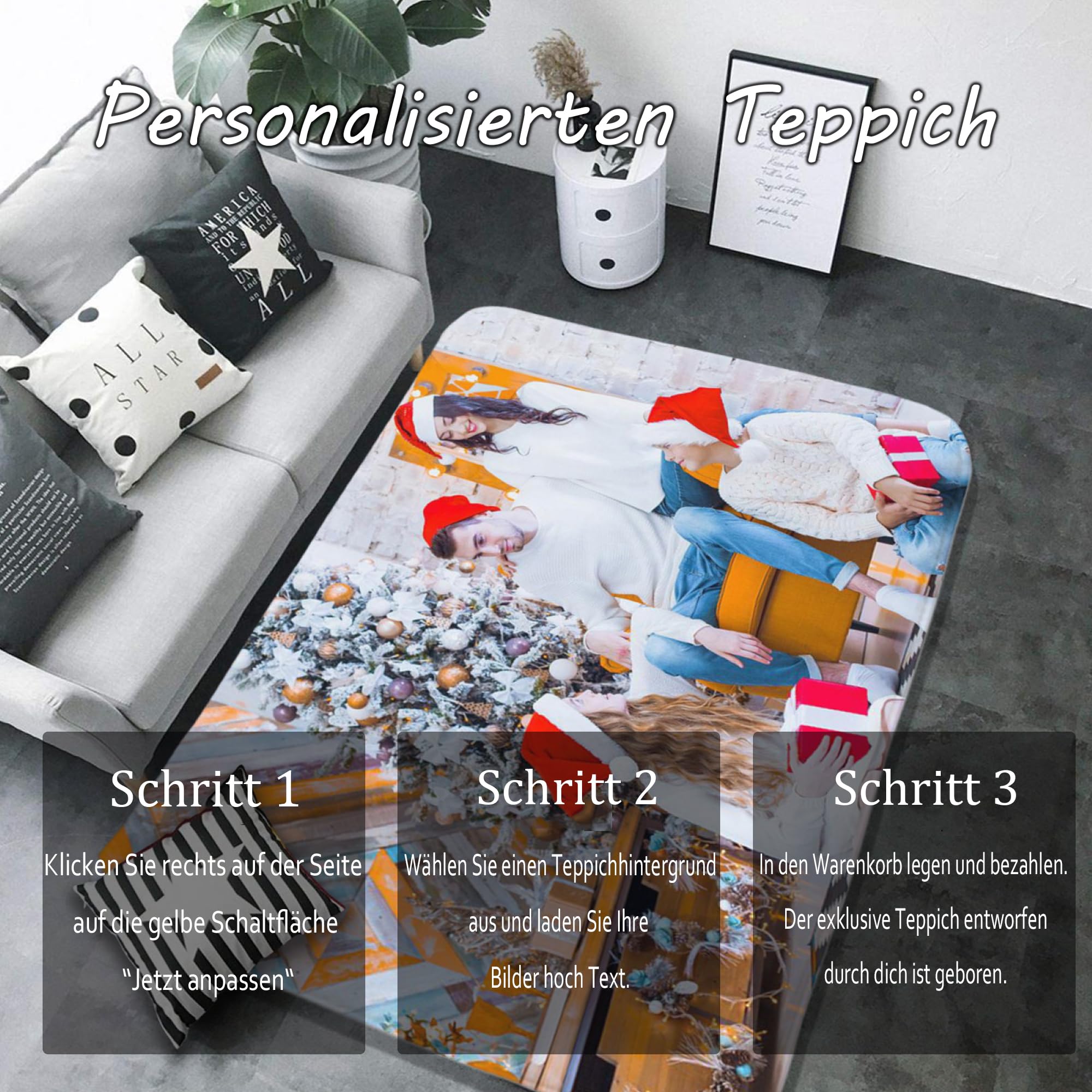 Personalisiert Teppiche, Personalisiert Teppich für Ihren eigenen Bereich, Flanell-Teppiche, rutschfest, waschbar, für Schlafzimmer Wohnzimmer Büro Garten Balkon mit Dein Bild/Text/Foto